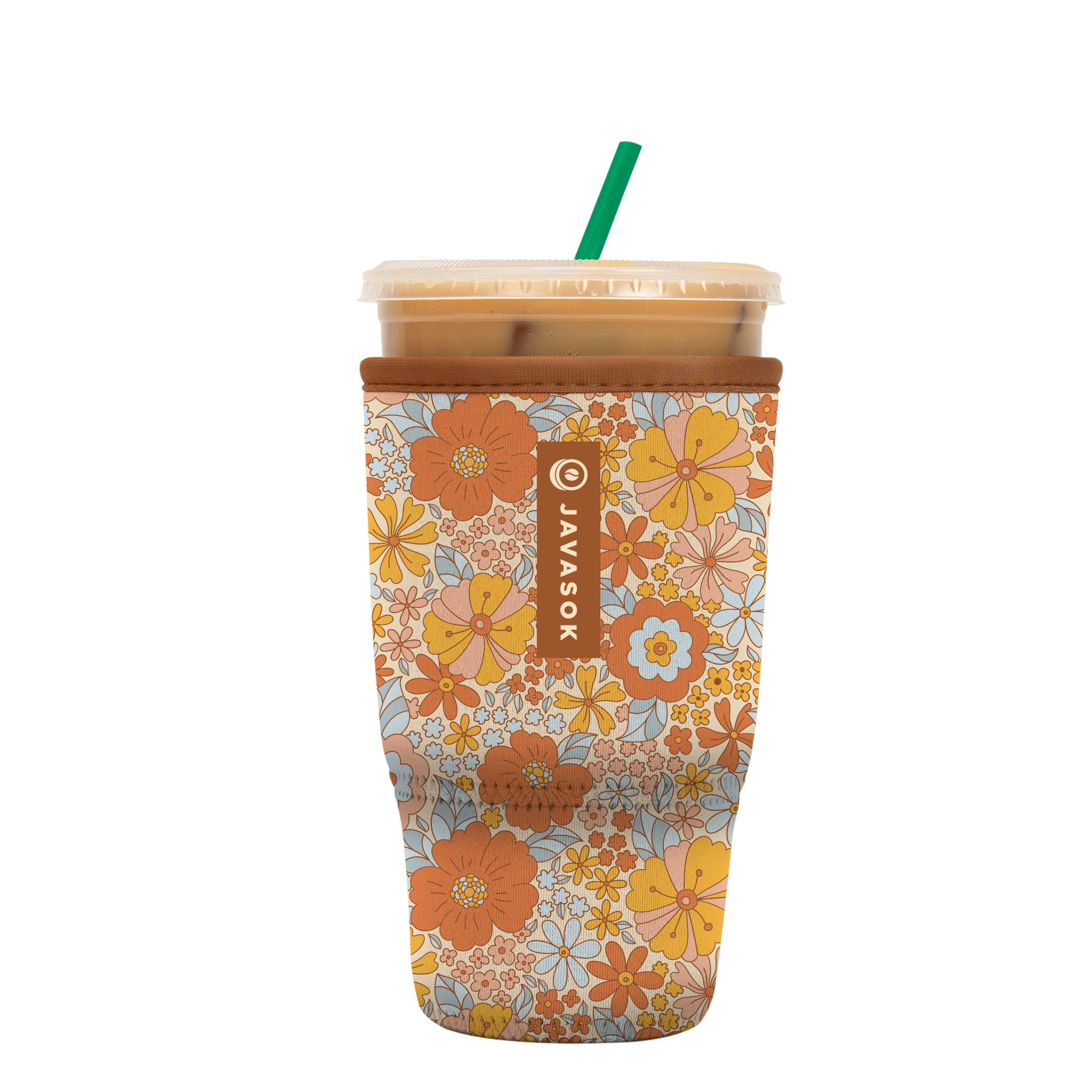 Sok It Java Sok Iced Coffee & Cold Soda Insulated Neoprene Cup Sleeve (Flower Power, Large: 30-32Oz)