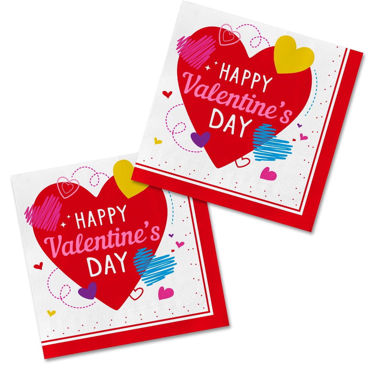 50-Pack Valentine'S Day Napkins 3-Ply - Love-Heart Themed Disposable Paper Napkins For Romantic Celebrations - 6.5'' Red Heart N