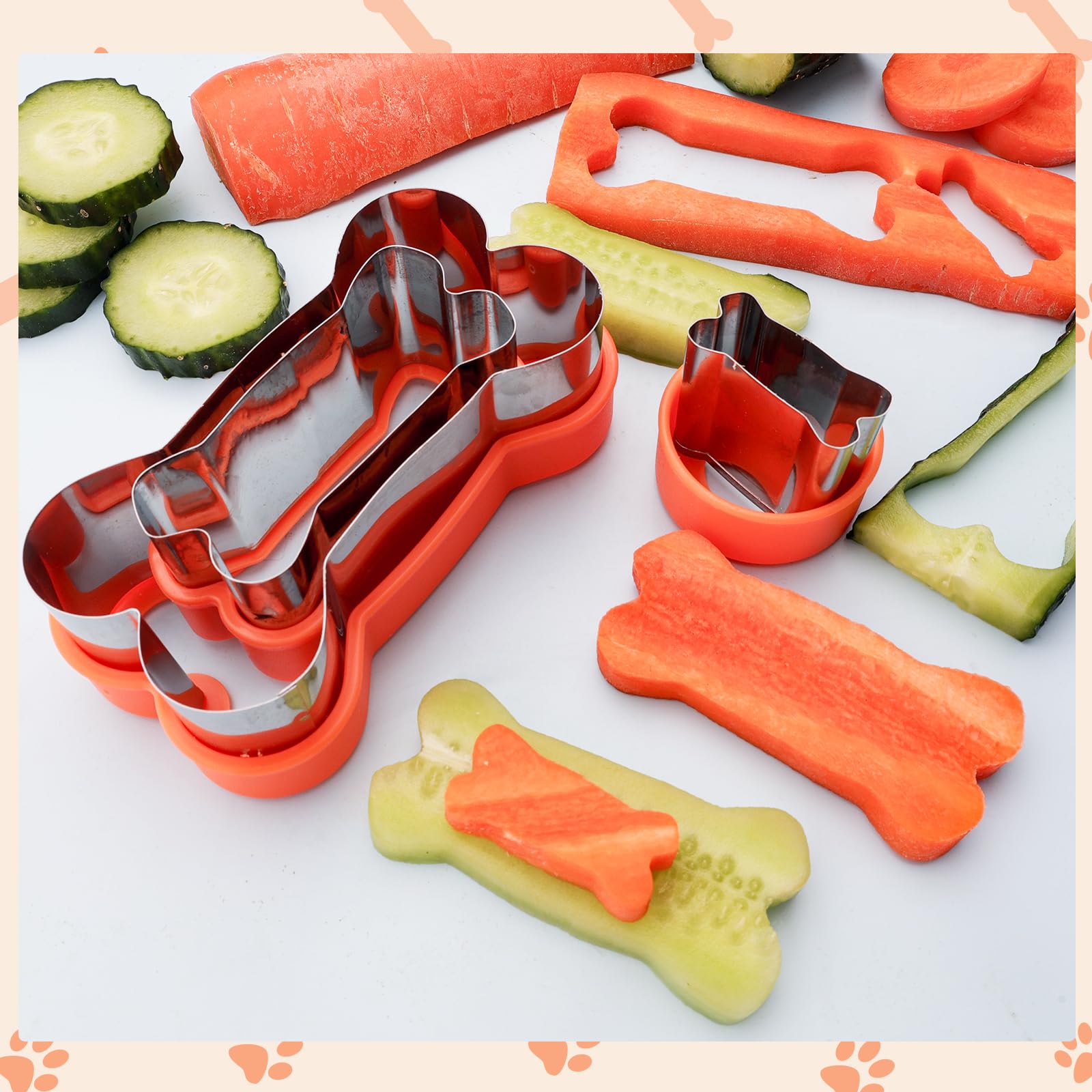 Dog Cookie Cutters Set 3 Piece -3 Different Sizes Of Dog, Bone, And Paw Print Cookie Mold Dog Bone Cutters Stainless Steel Shape
