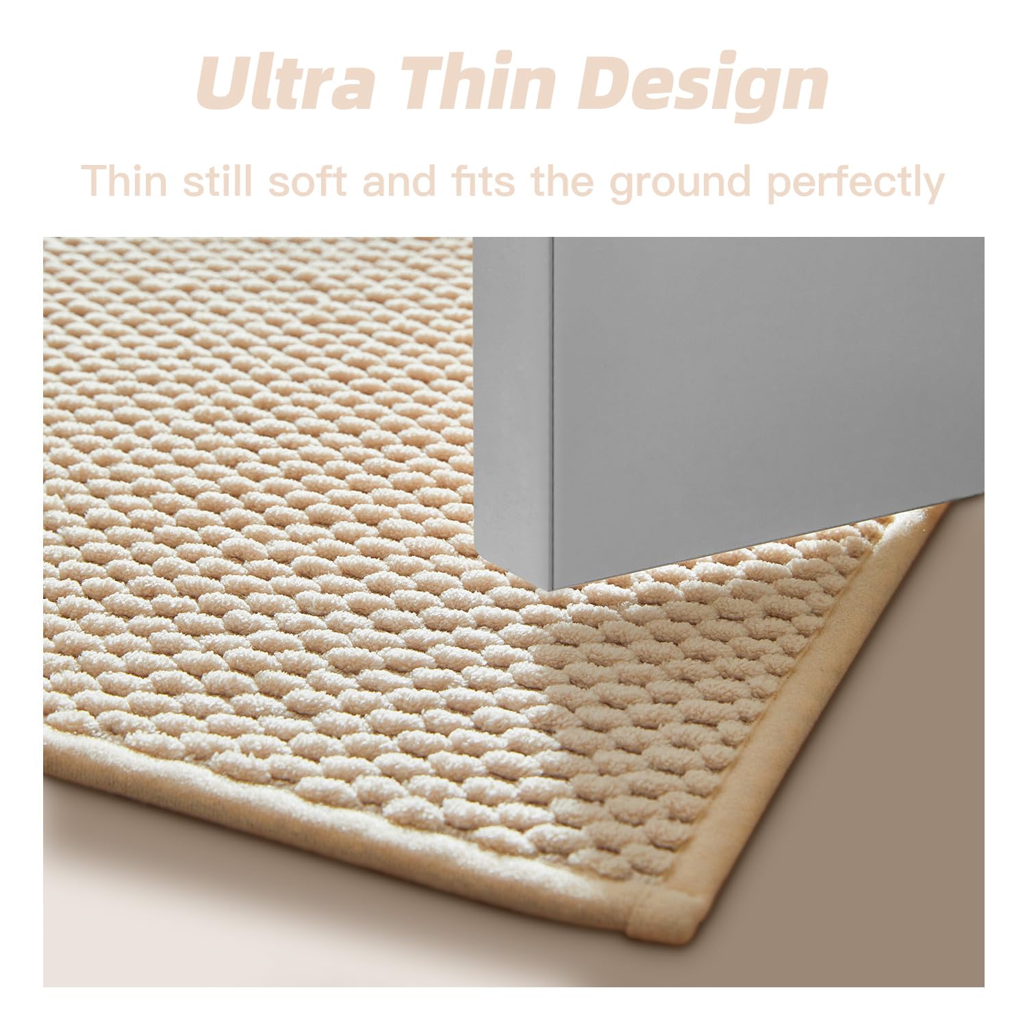 Bululom Bathroom Rug - Soft And Absorbent Chenille With Rubber Backing, Quick-Dry Mat Washable Runner Rug For Shower Floor, Bath