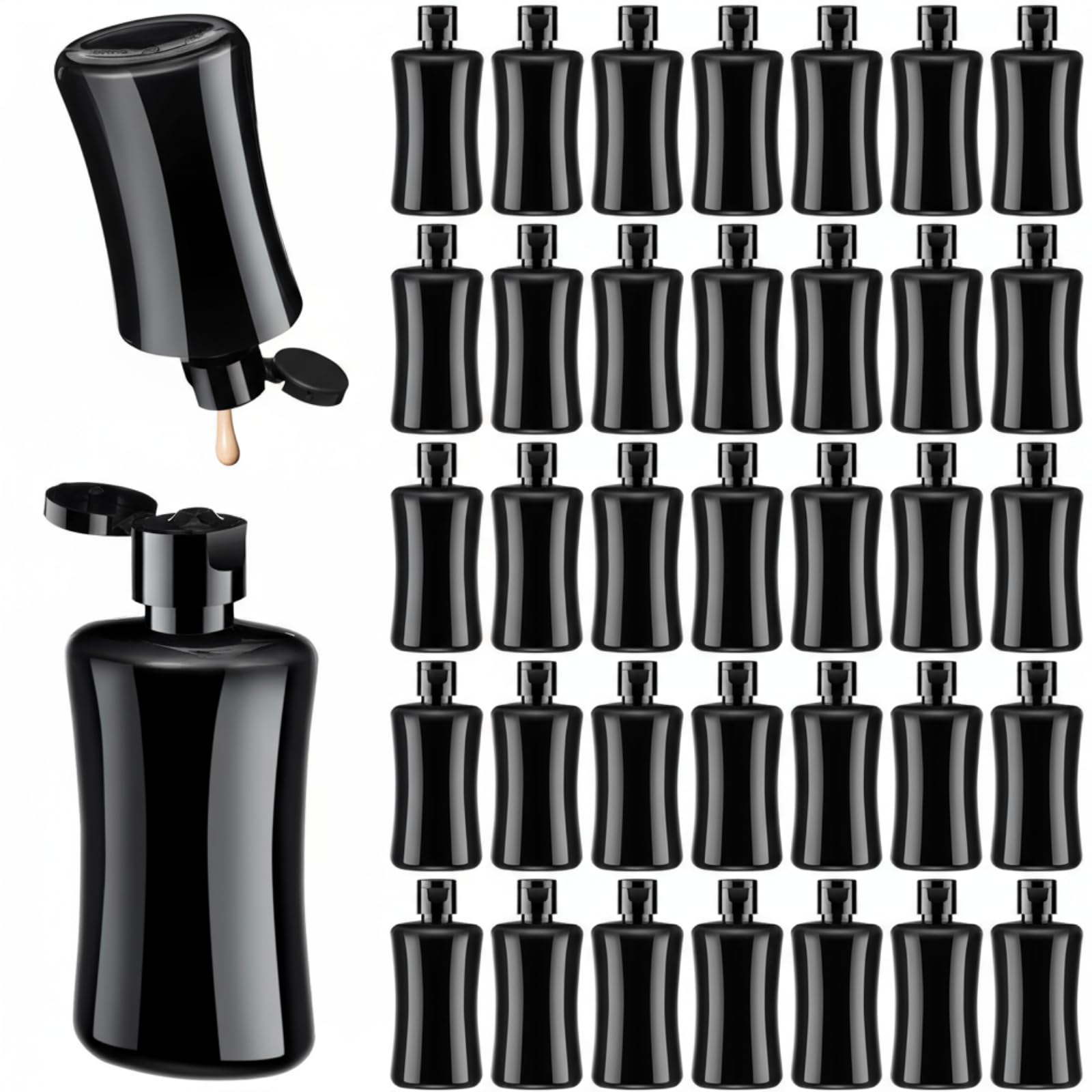 Domensi 3.4 oz Travel Bottles with Flip Cap Black Plastic Travel Size Toiletries Bottles Portable Leak Proof Squeeze Container R