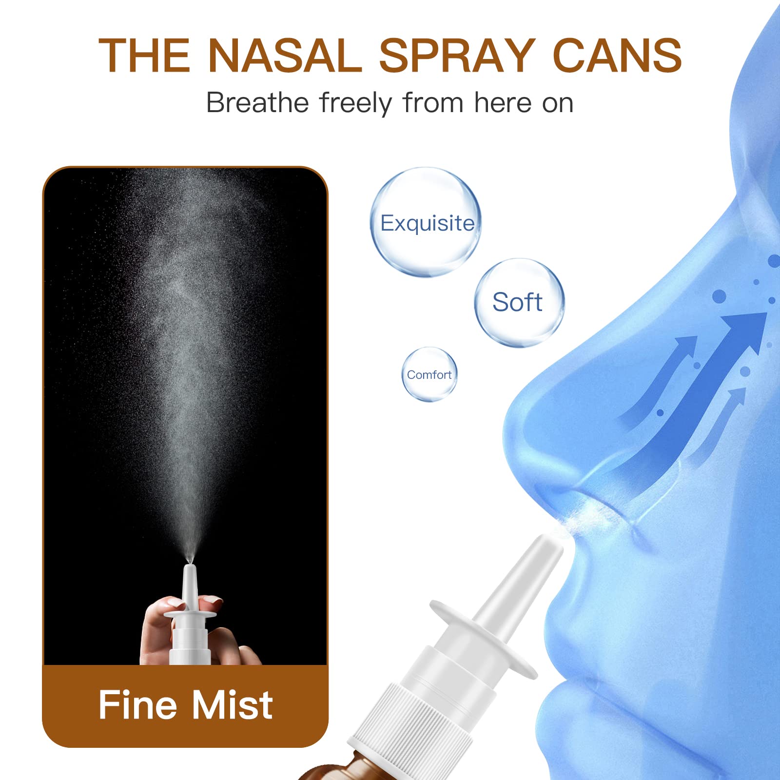 Nasal Spray Bottle, 6 Pcs 30Ml/1Oz Glass Amber Refillable Fine Mist Sprayers Atomizers, Small Empty Nasal Sprayer With Funnels A