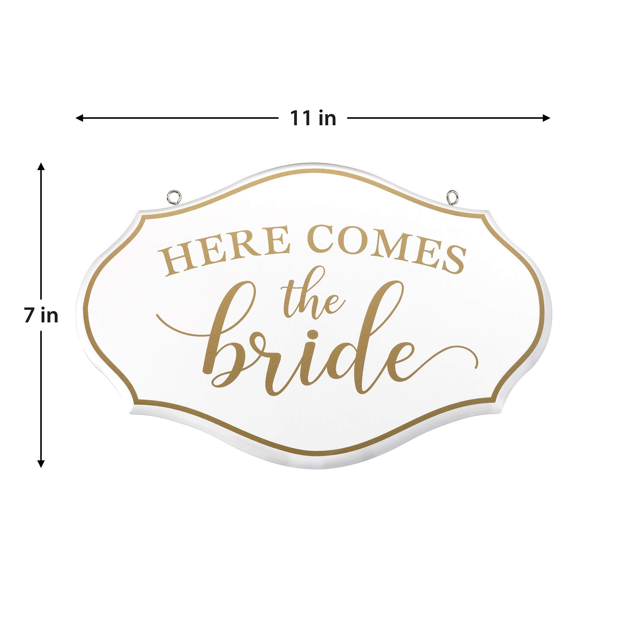 Lillian Rose Comes The Bride Flower Girl Ring Bearer Sign, 11''X7'', White