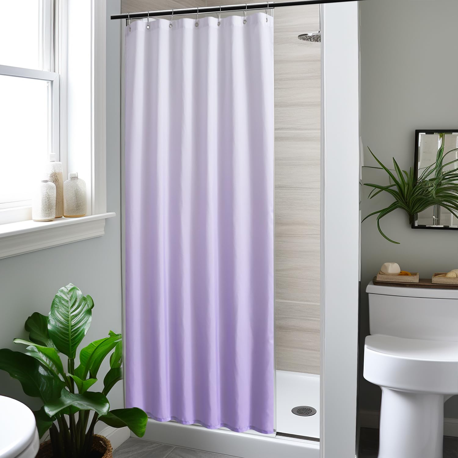 Jinchan Small Stall Shower Curtain 36X72 Inches Half Narrow Ombre Lilac Purple Fabric Shower Curtains For Bathroom Gradient Colo