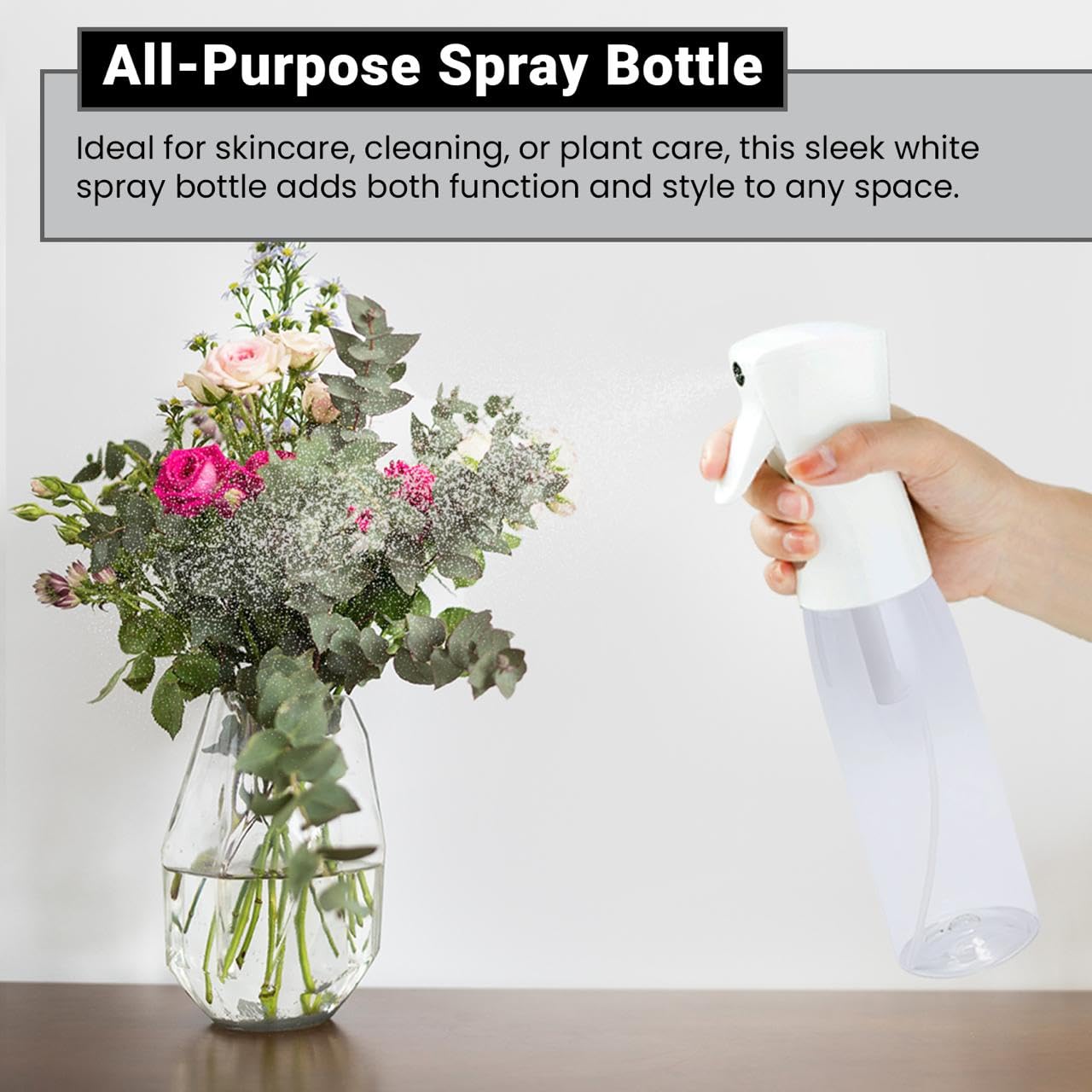 Practix Continuous Ultra Fine Mist Spray Bottle - 16.9 Oz For Hair, Hairstyling, Salon Use, And Cleaning | Versatile Water Misti
