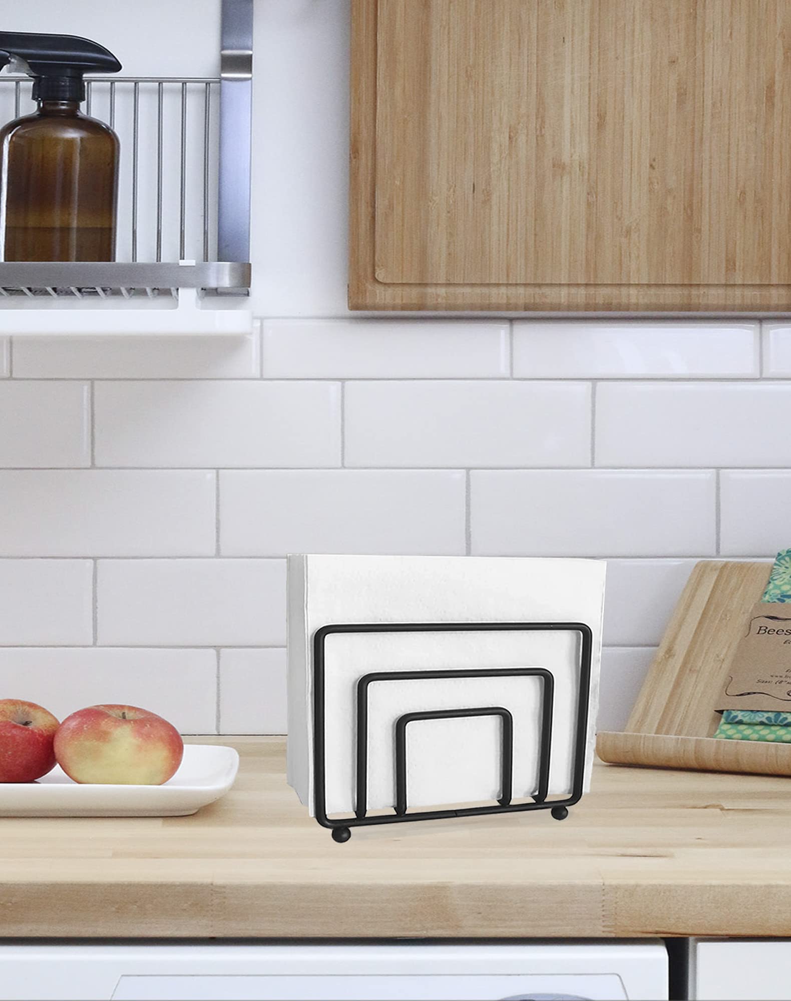 Napkin Holder Freestanding Metal Tabletop Tissue Dispenser for Tables  Dining  Kitchen  Restaurant  Picnic (Black)