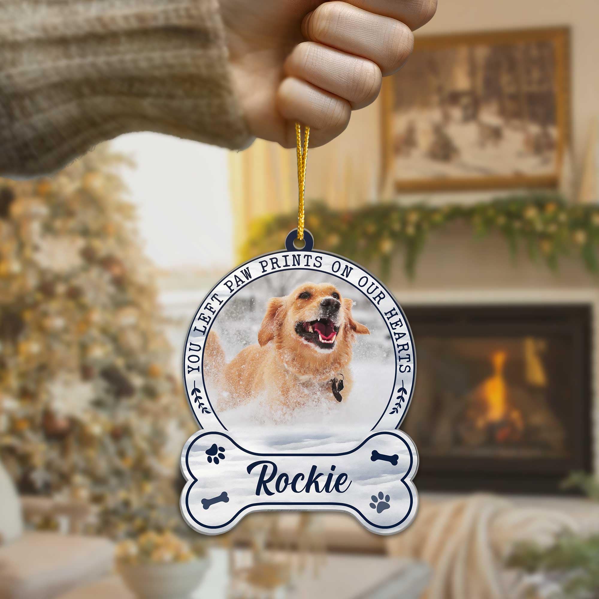 Custom Dog Photo Ornament 2025 - Personalized Pet Memorial Christmas Ornament - Forever in Our Hearts, Remembrance, in Memory Gi