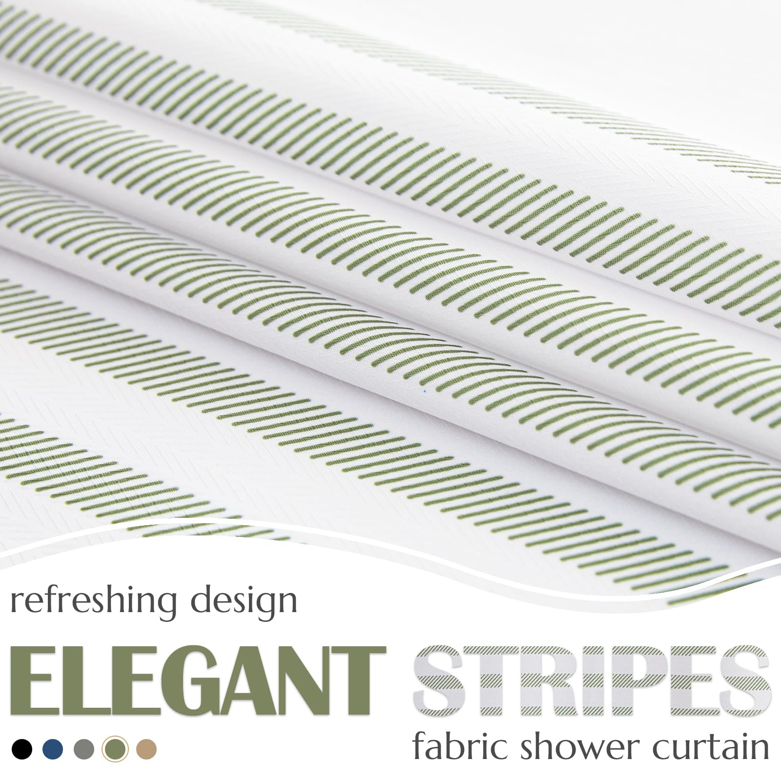 Jinchan Green And White Striped Shower Curtain Fabric Shower Curtain For Bathroom Modern Shower Curtain Spring Waterproof In Bat