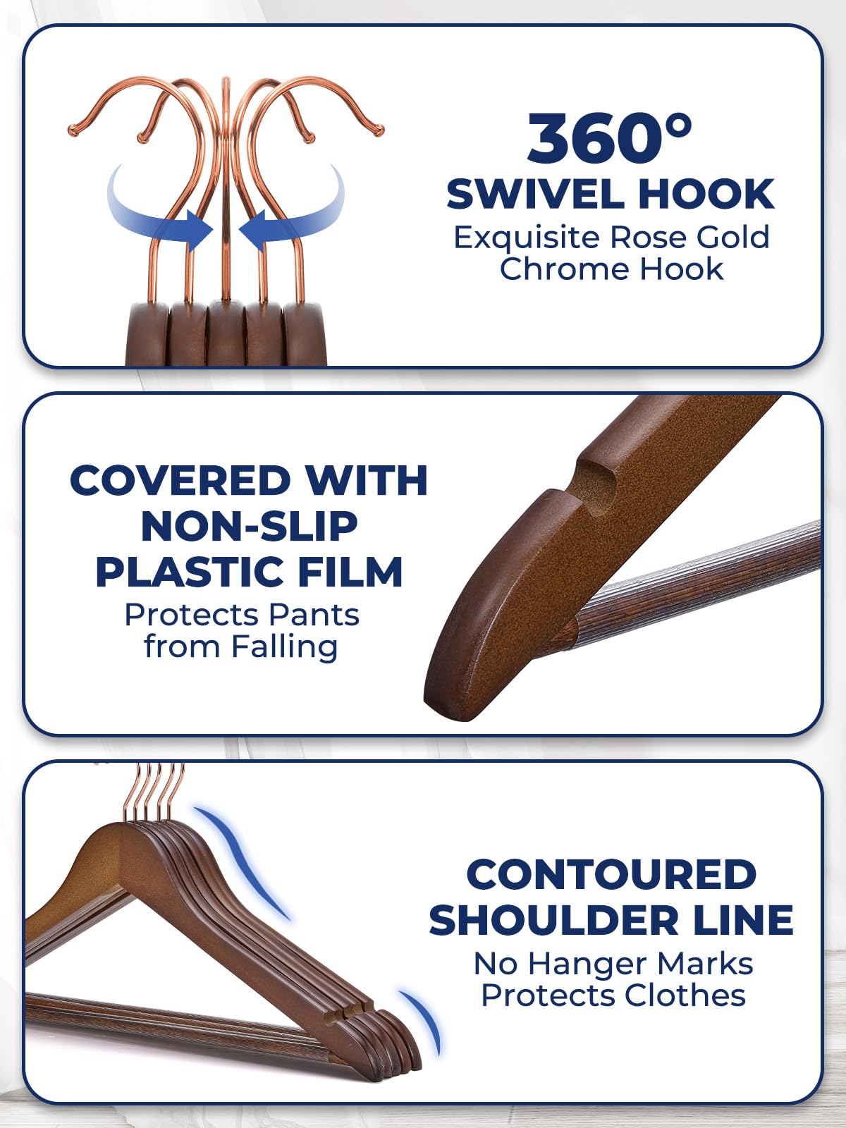 Smartor Wooden Hangers 10 Pack, Sturdy Coat Hangers For Closet, Quality Non Slip Hangers, Premium Heavy Duty Hangers, Durable Co