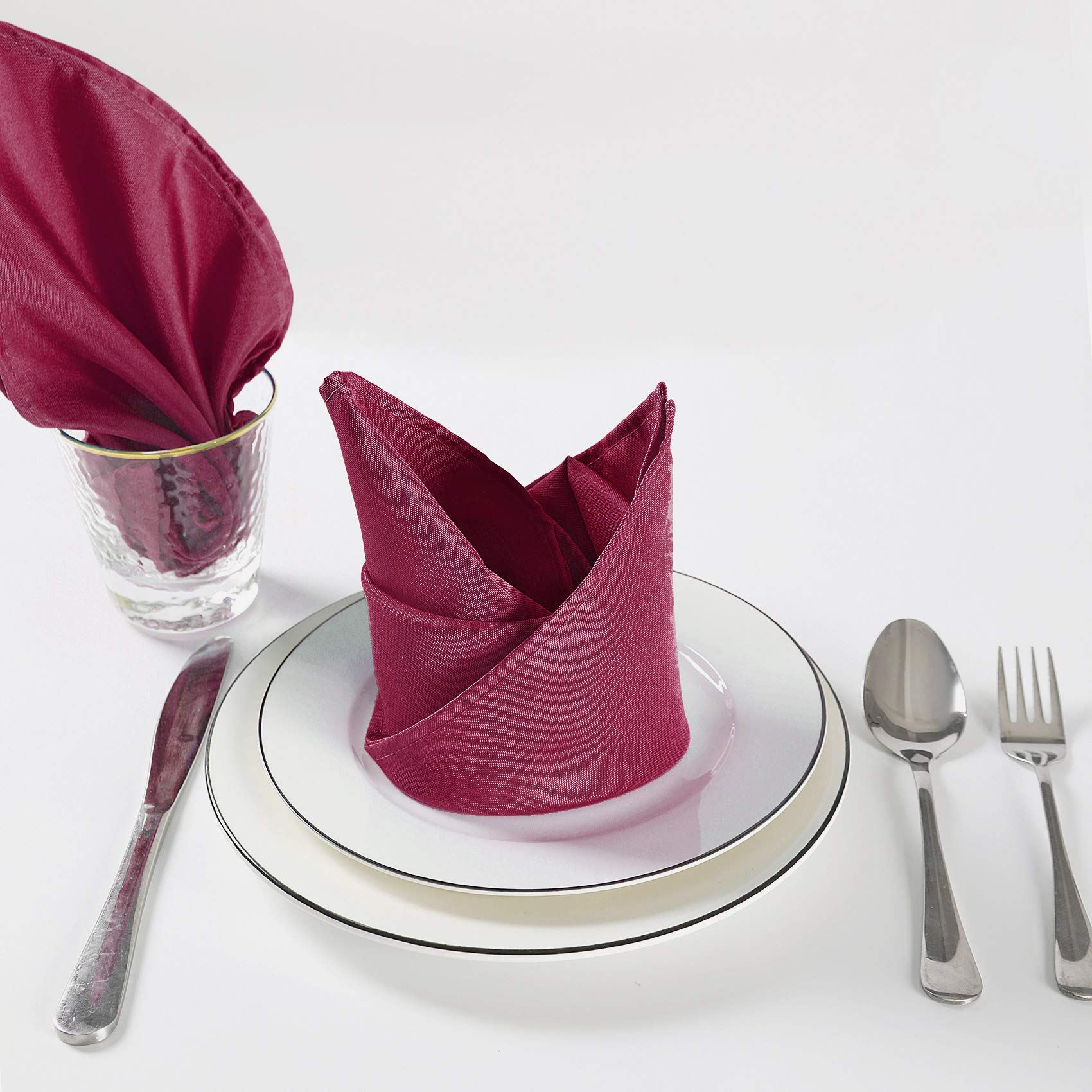 Cloth Napkins 20X20 Inch Washable Polyester Dinner Napkins Soft Table Napkins For Wedding Party Dining Banquet(Burgundy,12Pcs)