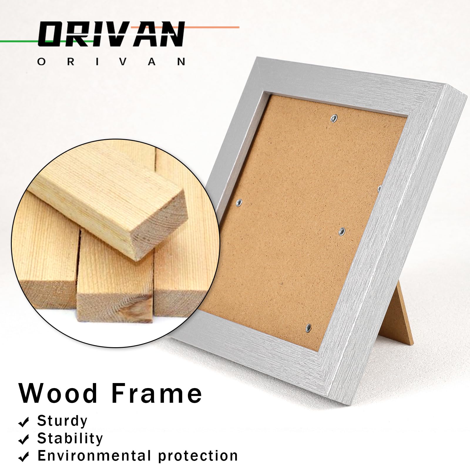 ORIVAN 5x5 Picture Frame Wood Display 5x5 Picture Distressed Silver Square Photo Frame for Wall and Tabletop Decoration
