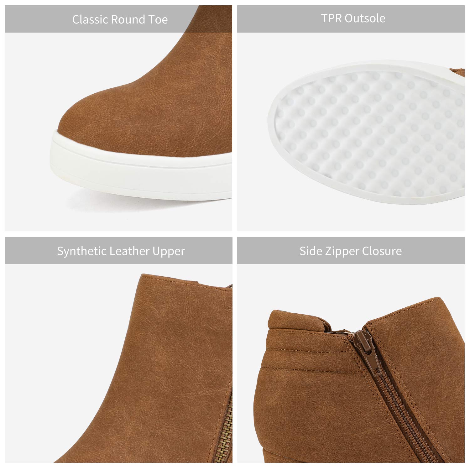 Dream Pairs Womens Tan Casual Platform Wedge Sneaker Booties Size 9 M Us Wedge-Snkr-2