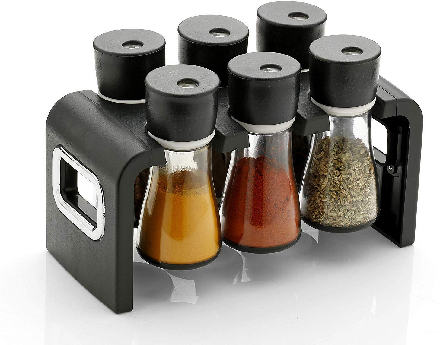 Yorten Spice Container Of 6 Pcs For Storage Of Kitchen Spices And Masala Storage (Black) (6  Pcs Spice Rack)