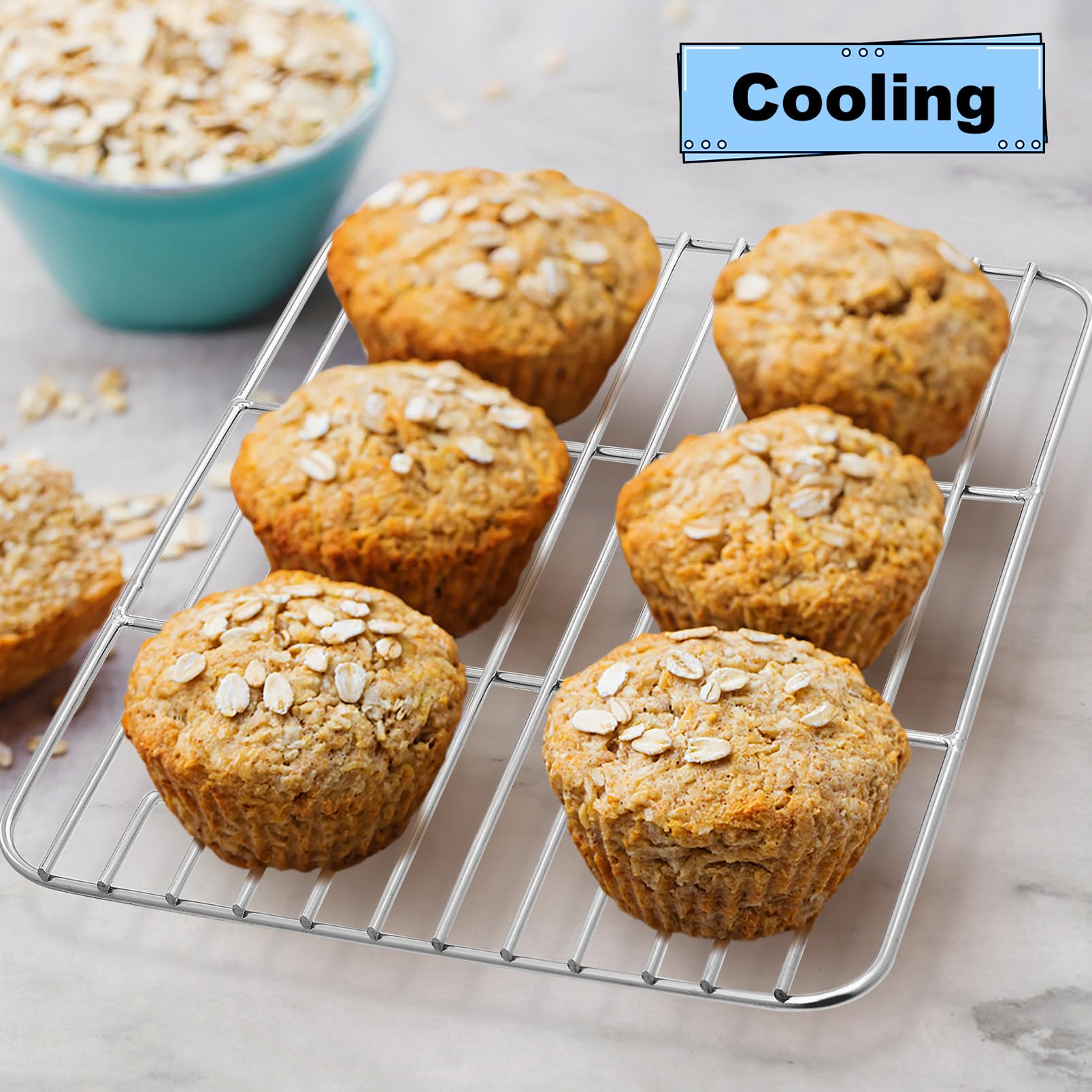 P&P Chef Cooling Rack Pack Of 2, Stainless Steel Small Cooking Rack For Cooling Baking Roasting Grilling Drying, Rectangle 9.7''