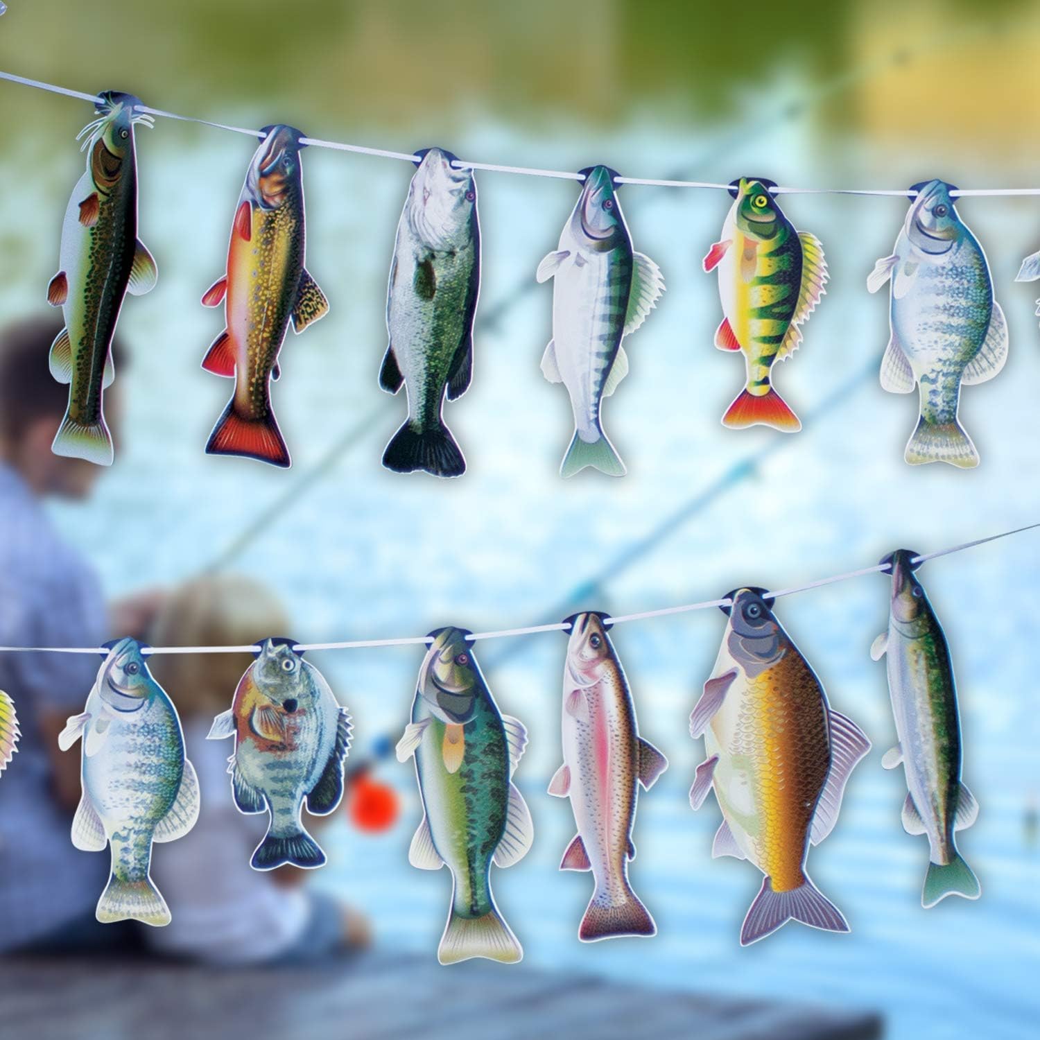 Havercamp Gone Fishin String Hanging Banner For Fish Fry, Bass Fishing, Freshwater Pond & Salt Water Tournament Fishing Decorati