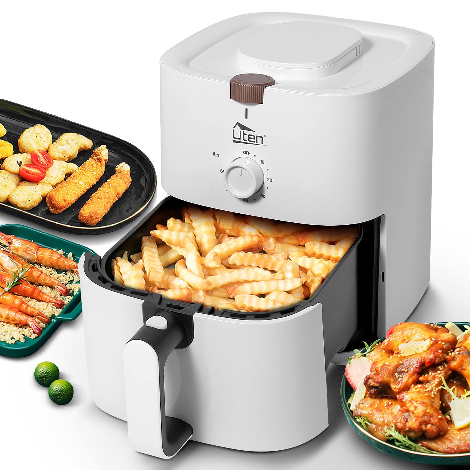 4.2 Quart Compact Air Fryer,4L 1500W Air Fryer Oven Pizza Cooker With Rapid Air Circulation,30 Minute Timer And Adjustable Tempe