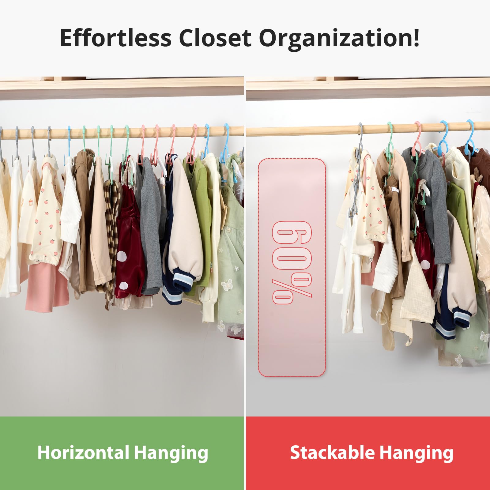 Piglog Adjustable Baby Hangers 20Pack(Mix Colors) Plastic Baby Hangers For Closet, Closet For Baby Child Clothes, Suitable For I