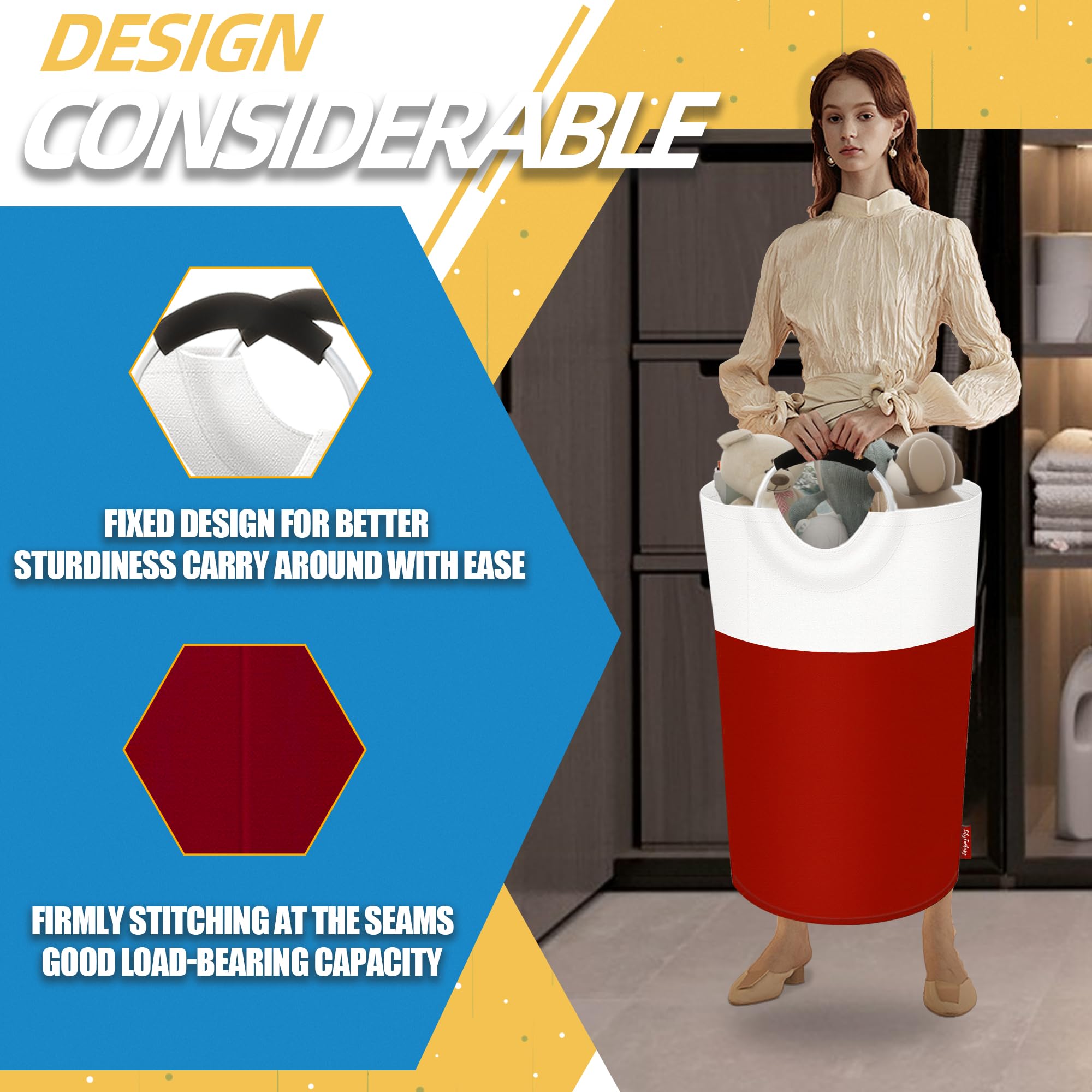 Lilyfantasy 125L Laundry Basket, Collapsible Laundry Hamper With Padded Handles, Waterproof Laundry Bag, Tall Clothes Hamper Sta