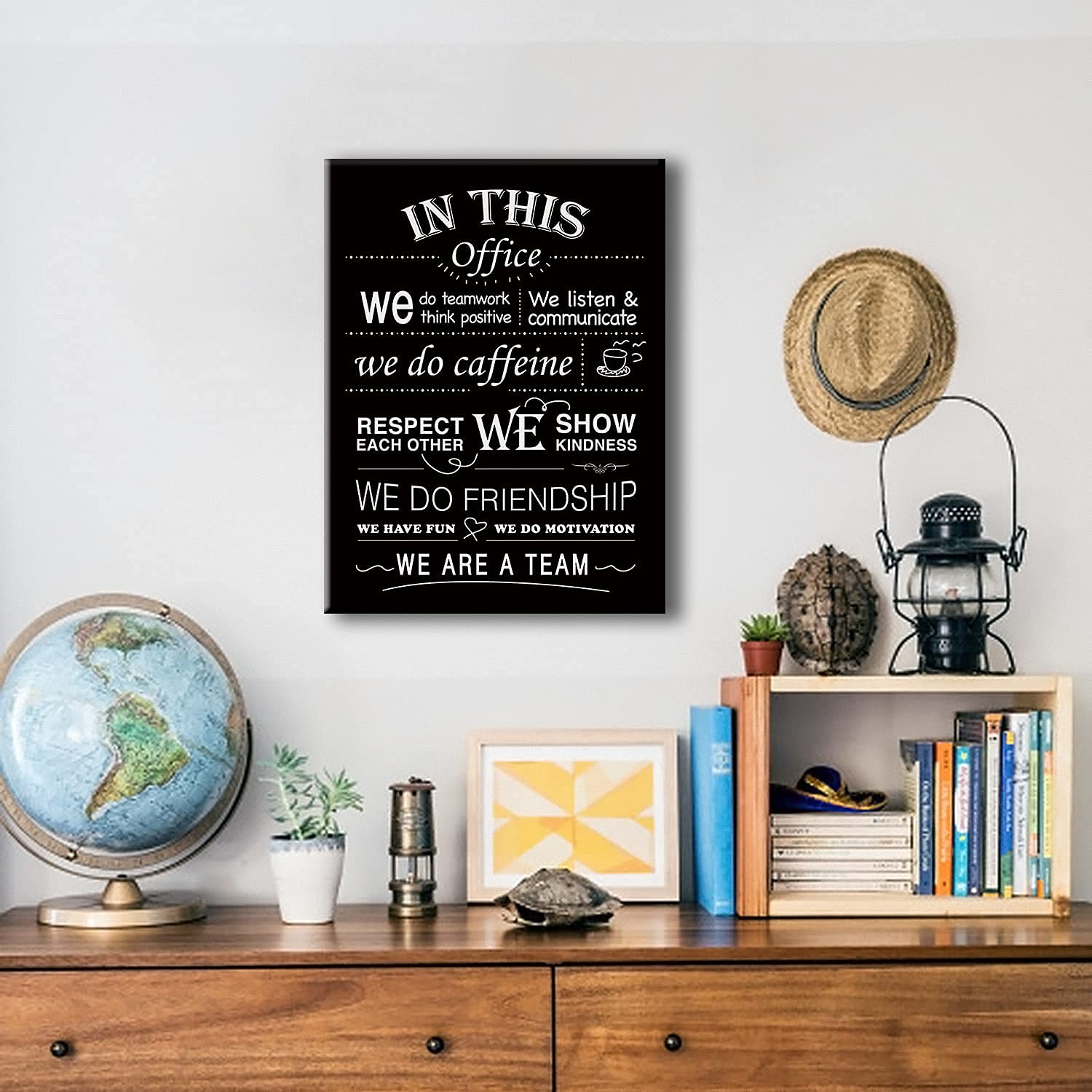 In This Office We Do Teamwork Motivational Quotes Framed Canvas Wall Art- Office Posters D  Cor 11.5'' X 15''