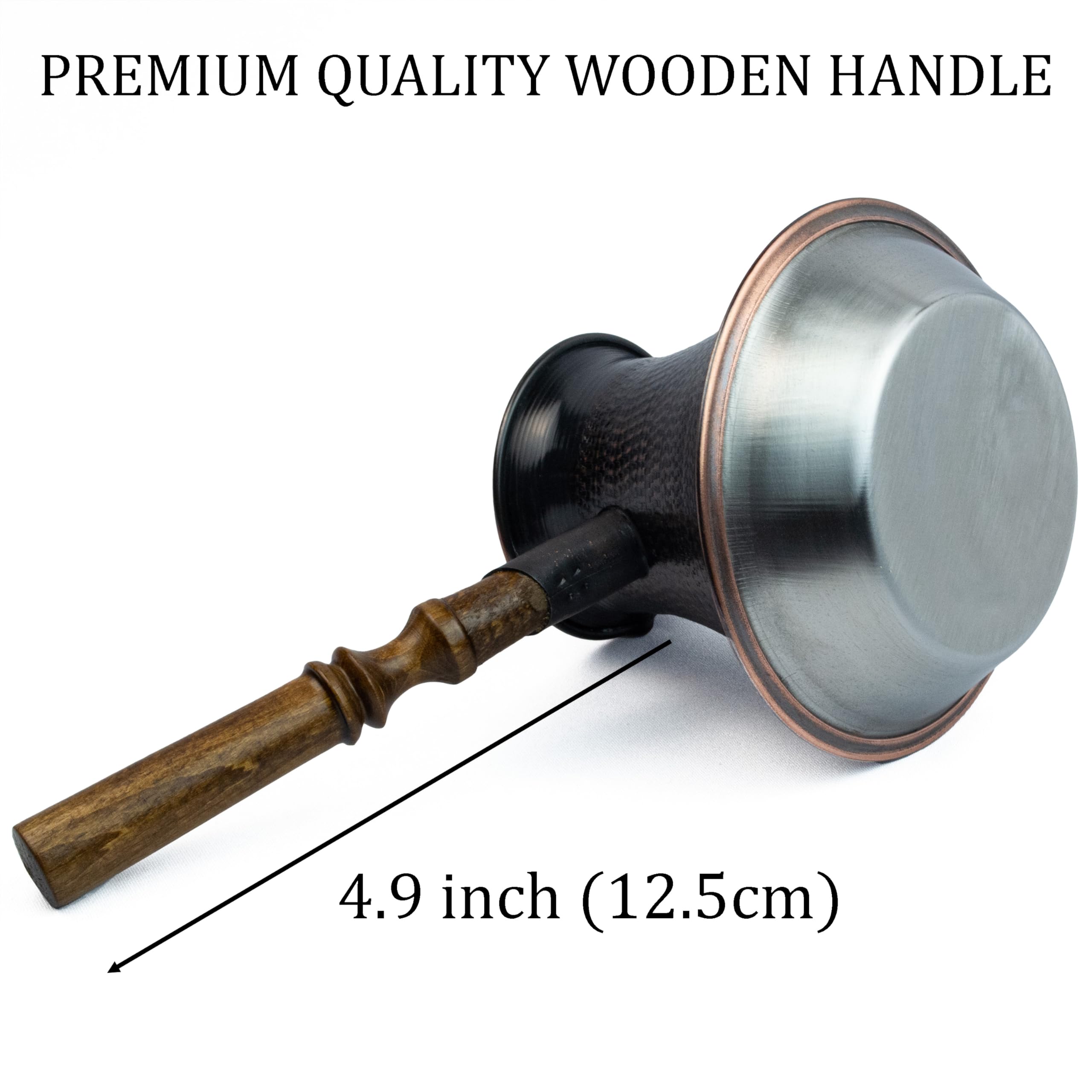 Handmade Armenian Coffee Pot 27 Fl Oz (800Ml) - Copper Jazva - Turkish Arabic Greek Cezve Jezve Ibrik Turka Jazve Maker - Wooden