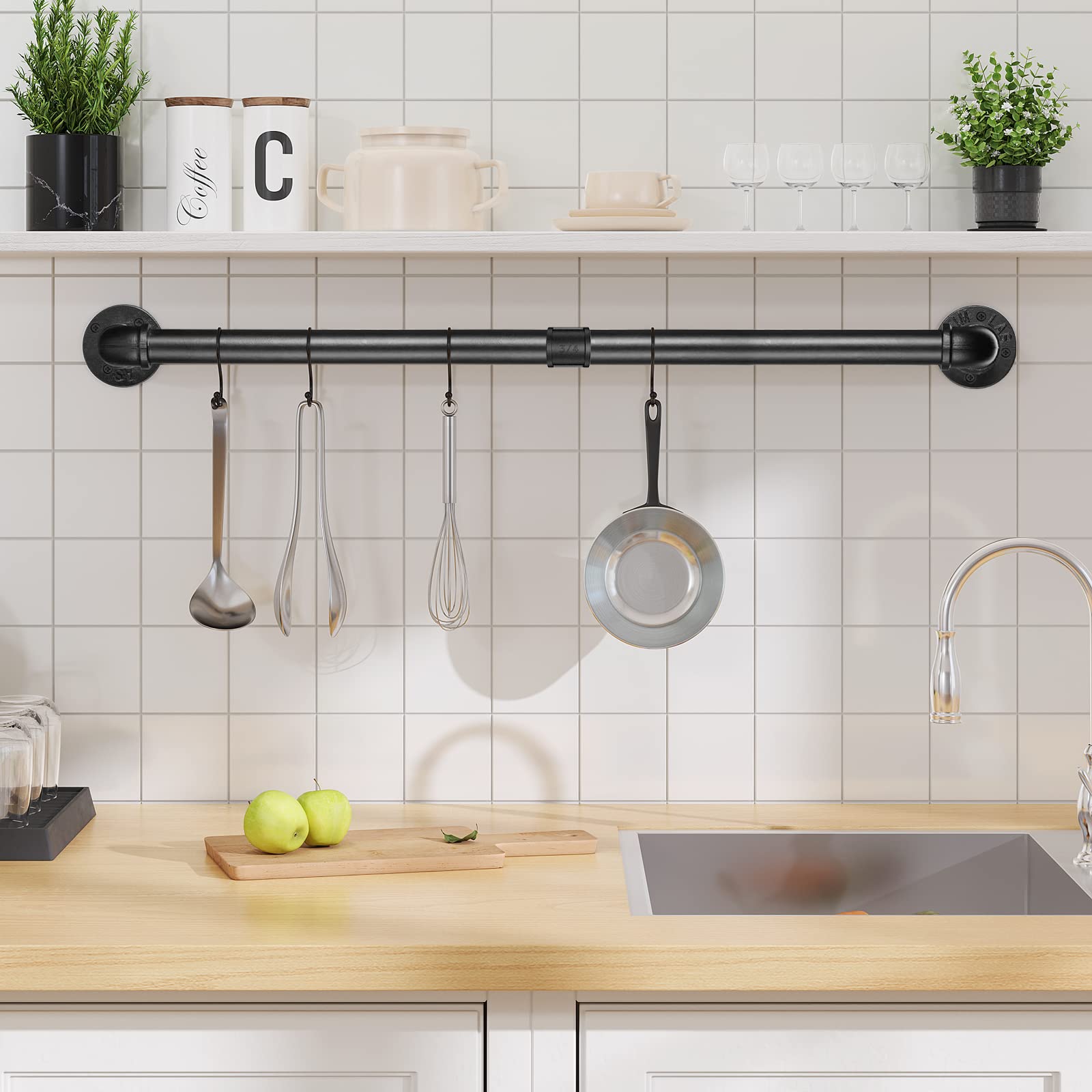 24 Inch Industrial Pipe Towel Bar  Elibbren Bathroom Hardware Towel Bar Accessory  DIY Wall Mount Bath Towel Rack Holder  1 Pack