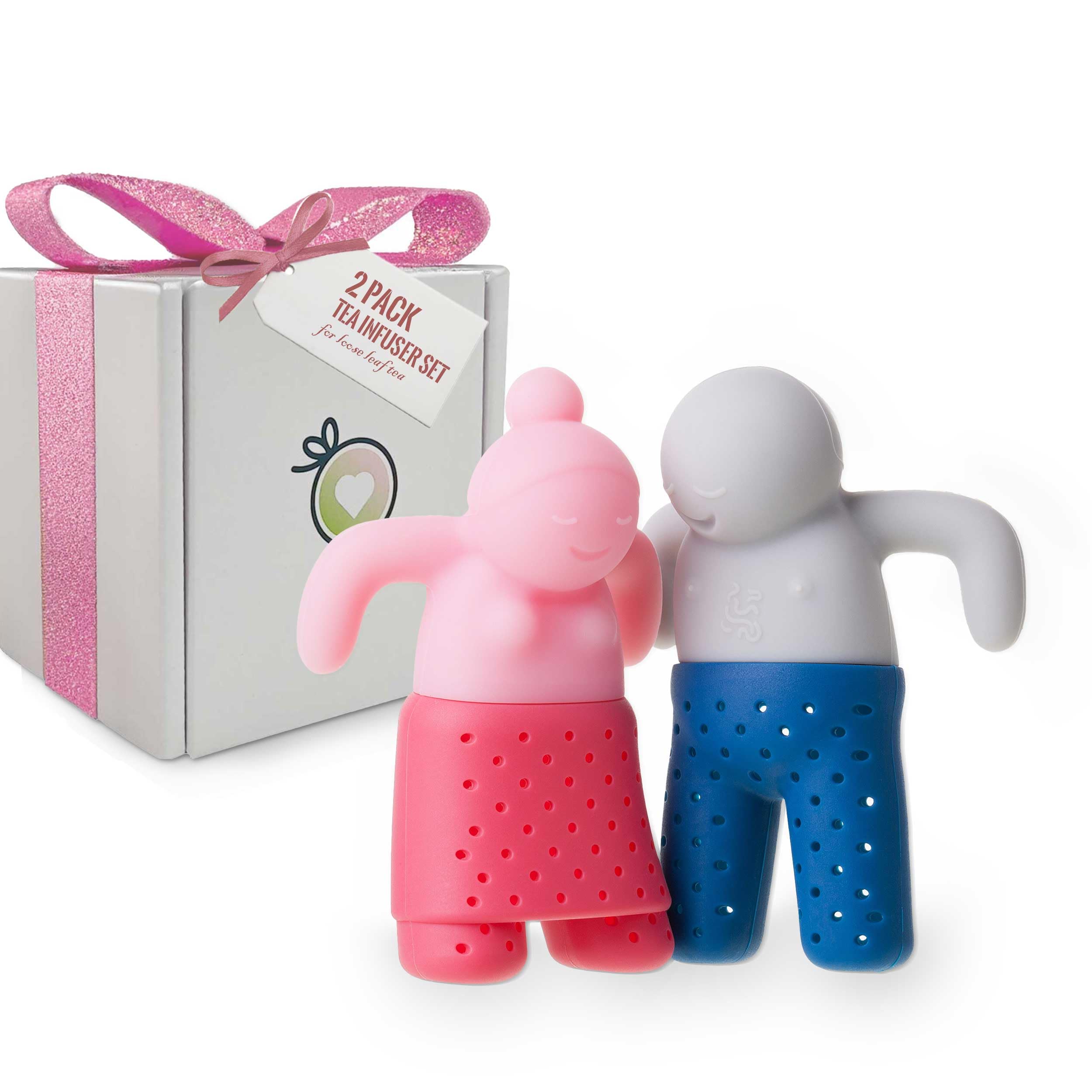 Cute Tea Infuser Gift Set For Loose-Leaf Tea, A Small Funny Gift For Tea Lovers And Couples, Silicone Tea Steepers In A Set Of T
