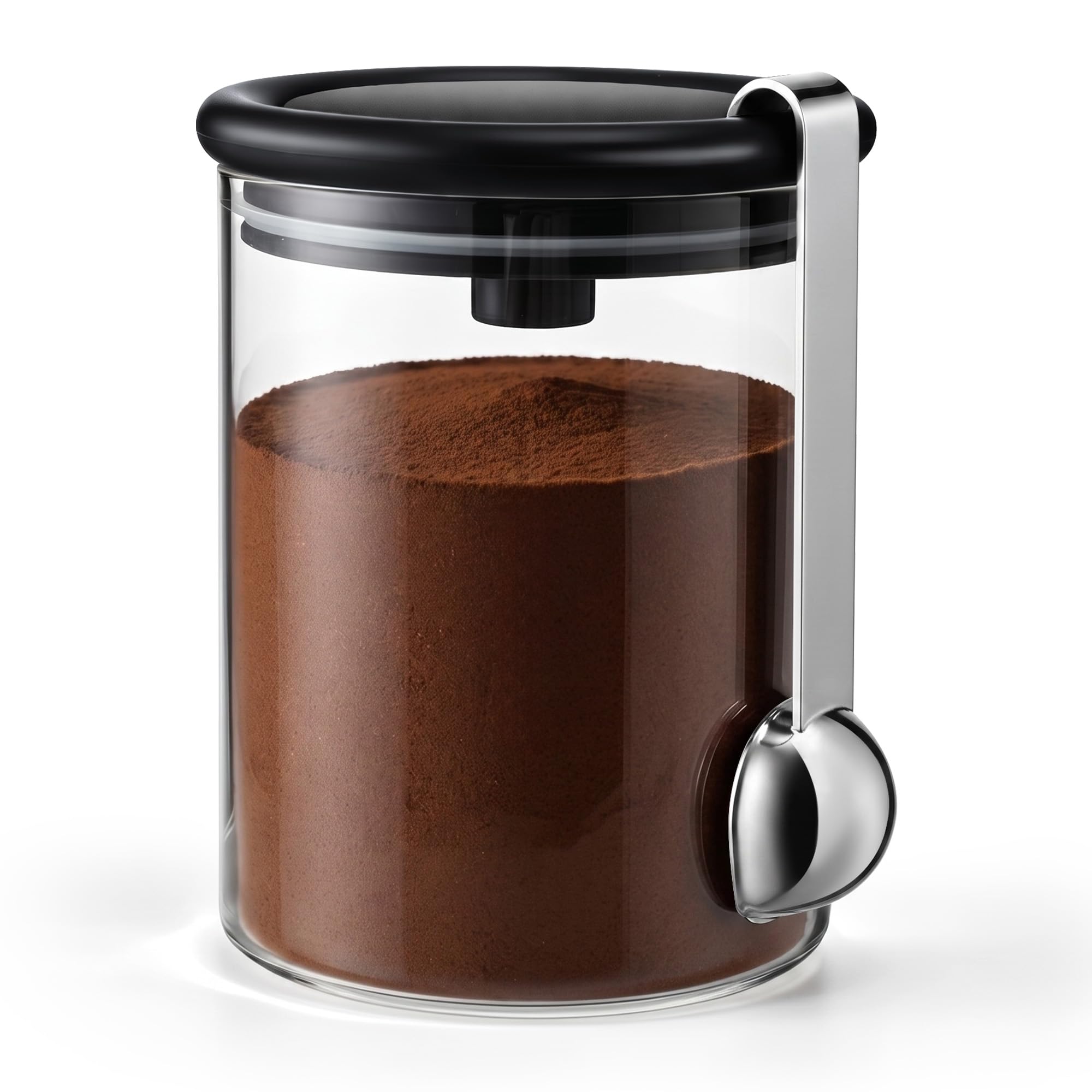 Purpeak Airtight Coffee Canister Set 8.8oz (250g), Compatible with Bialetti Moka Pot, Glass Smart Coffee Jar with Scoop and Seal