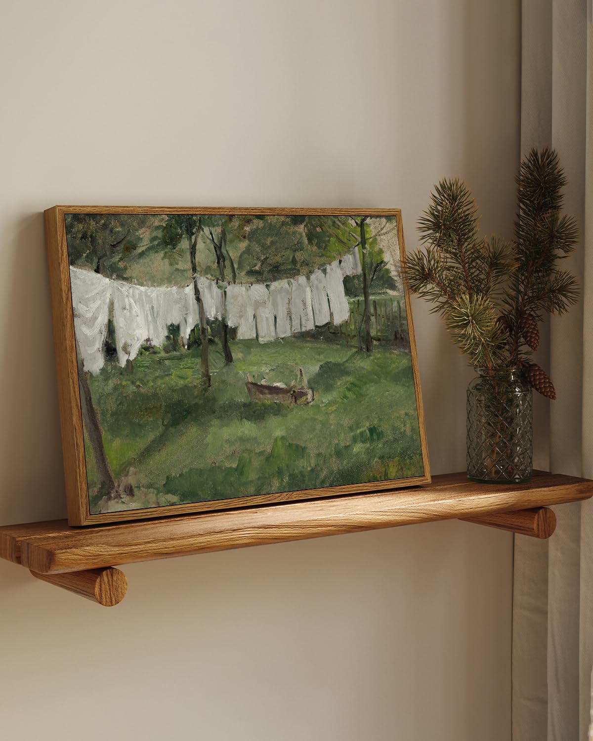 Insimsea Framed Wall Art For Living Room Vintage Laundry Room Art Print Antique Oil Painting Country Landscape Vintage Wall Art