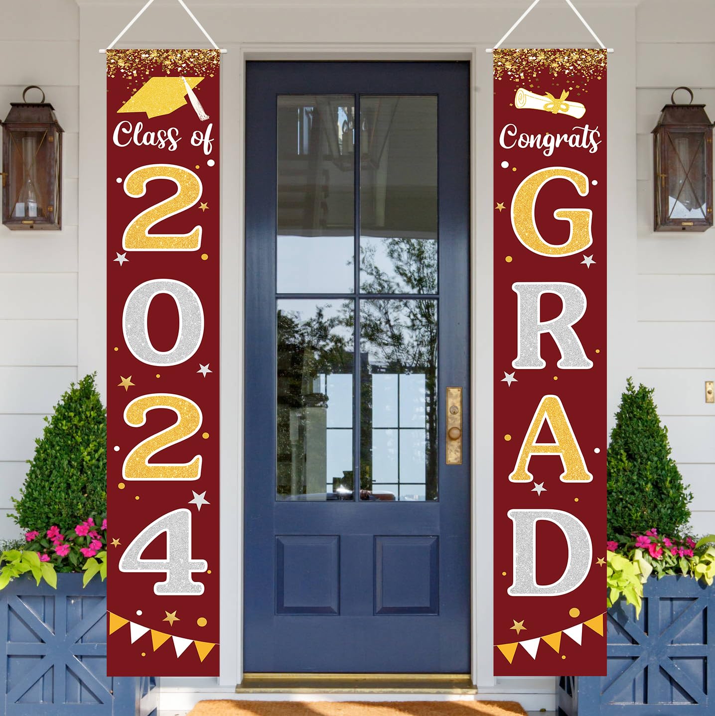 Graduation Decorations 2024 Grad Banner Maroon Graduation Party Decorations 2024 Porch Door Welcome Banners For Class School