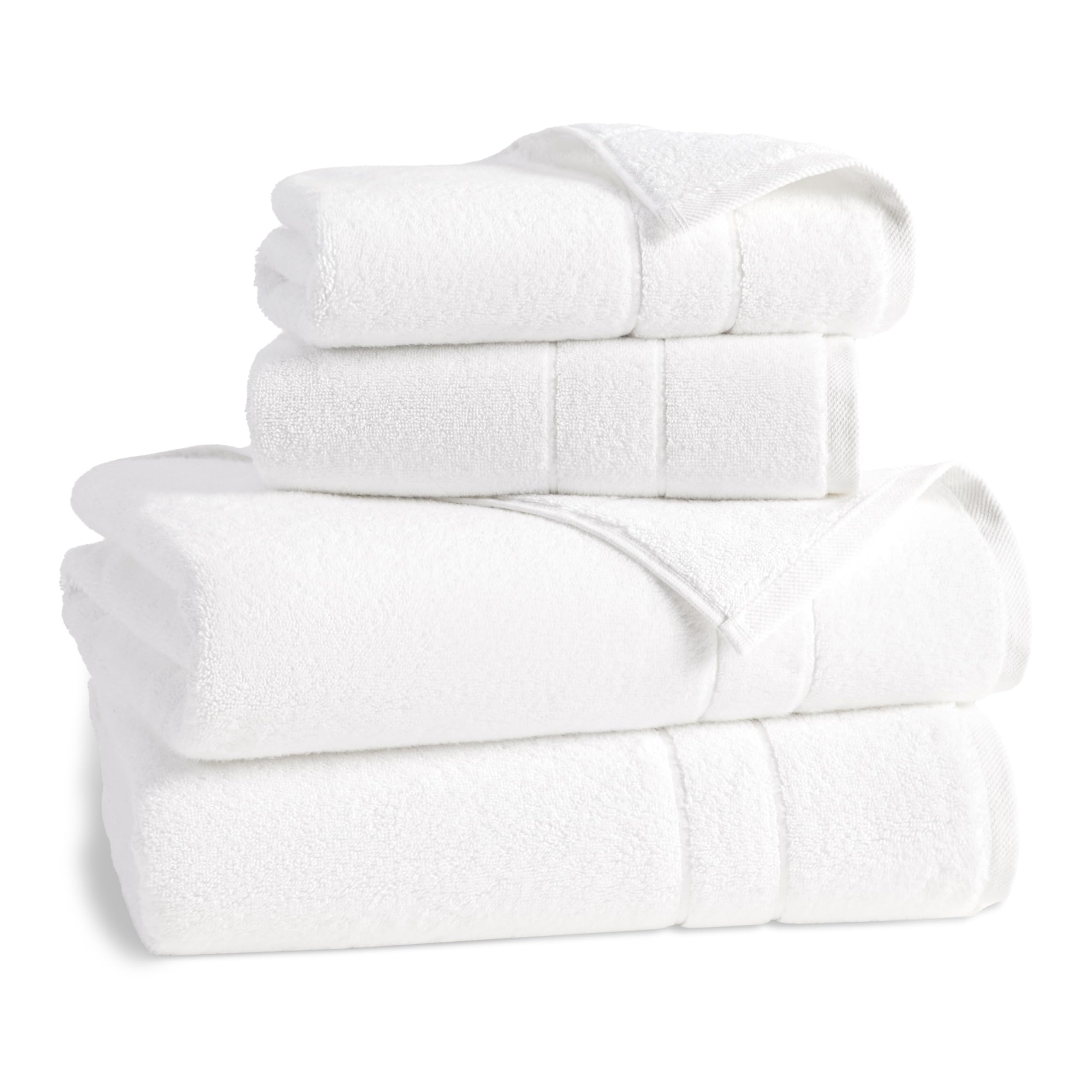 Brooklinen Super-Plush Turkish Cotton Bath Towel Set - Set Of 2 Bath Towels + 2 Hand Towels, White, 100% Cotton | Best Luxury Sp