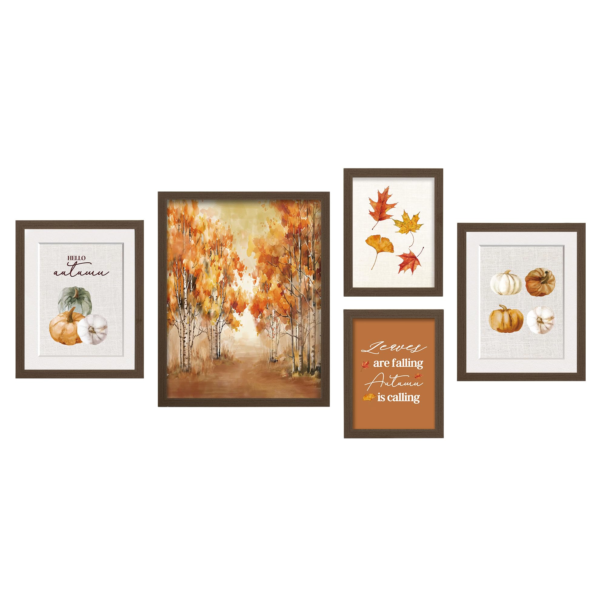 Artbyhannah Framed Fall Wall Art Fall Wall Decor, 5 Pack Thanksgiving Decor For Autumn Decor With Pumpkins Prints, Fall Decorati