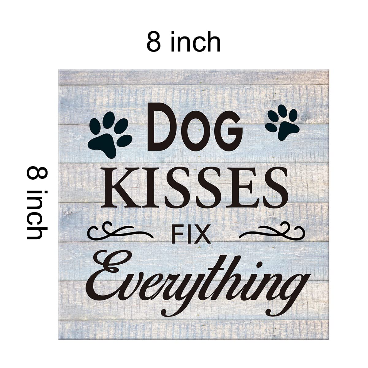Funny Farmhouse Canvas Print Wall Art Decor Dog Kisses Fix Everything Sign Painting Plaque Rustic Home Decoration (8 X 8 Inch, F