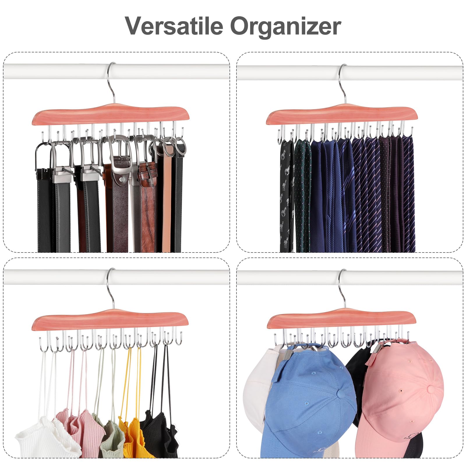 Topia Hanger Bra Hangers For Closet Organizer, Cedar Wooden Hangers With 20 Hooks, 2 Packs Hold Up To 80 Bras, Tank Top Hanger S