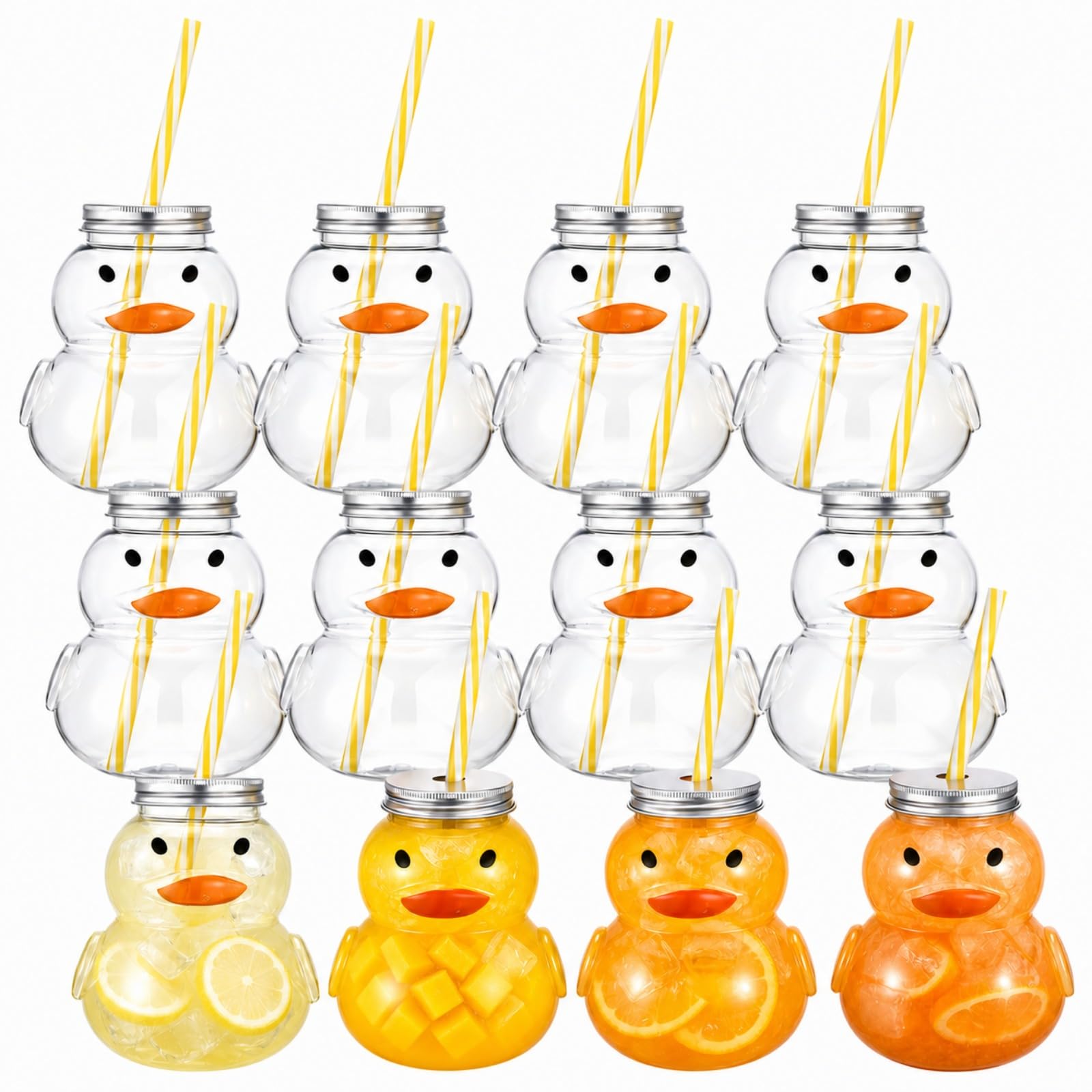 Willinglong 12 Pcs 10 oz Duck Cups with Lids Straws, Duck