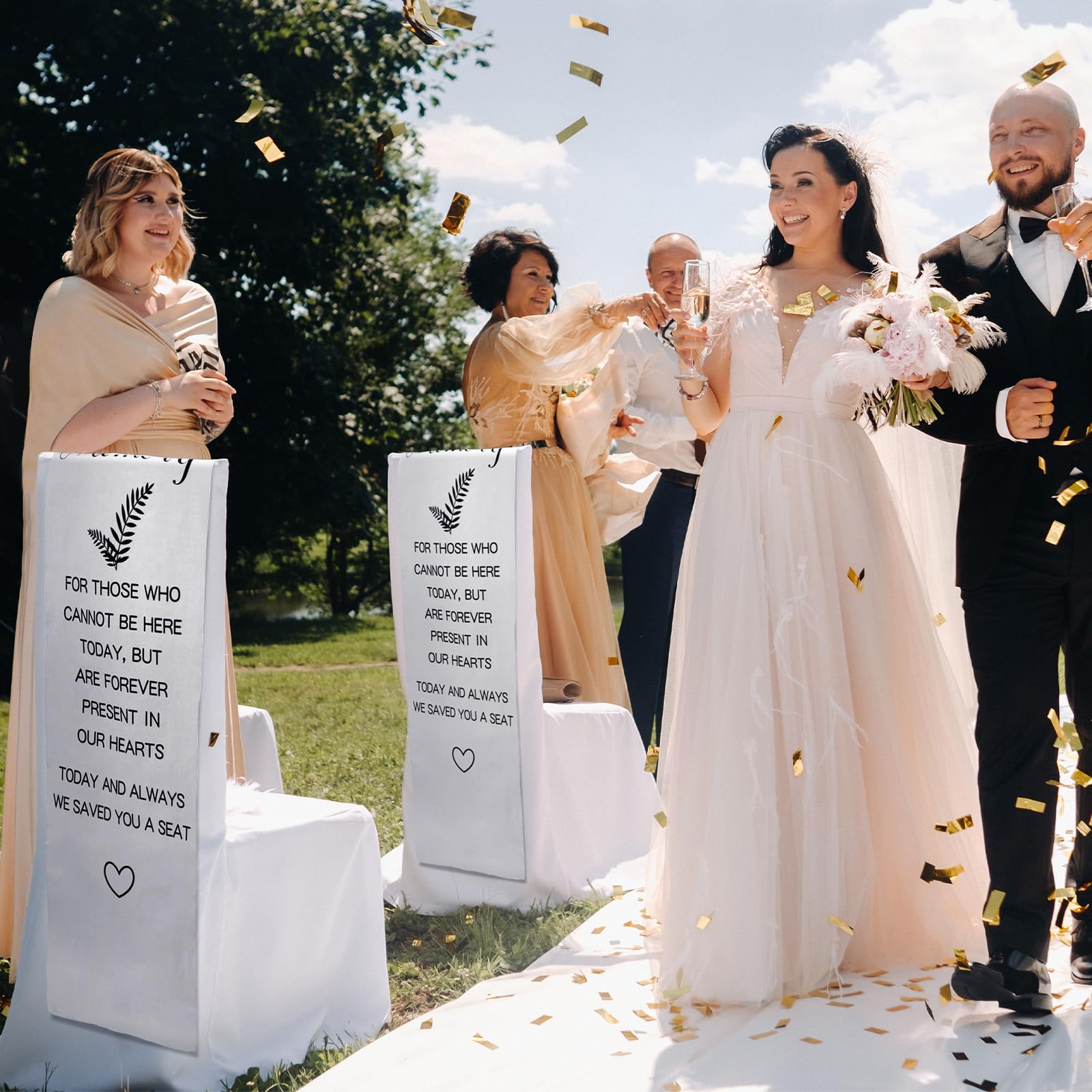 Yousoontic Memorial Wedding Chair Sign for Ceremony Wedding Memorial Sign 14 x 49 Inch Save a Seat for Someone in Heaven Linen R