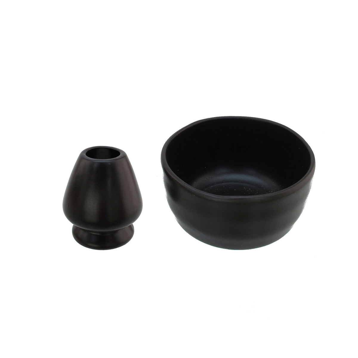 Bamboomn Brand - Matcha Ceramic Set - Matcha Bowl And Whisk Holder - 1 Set Black