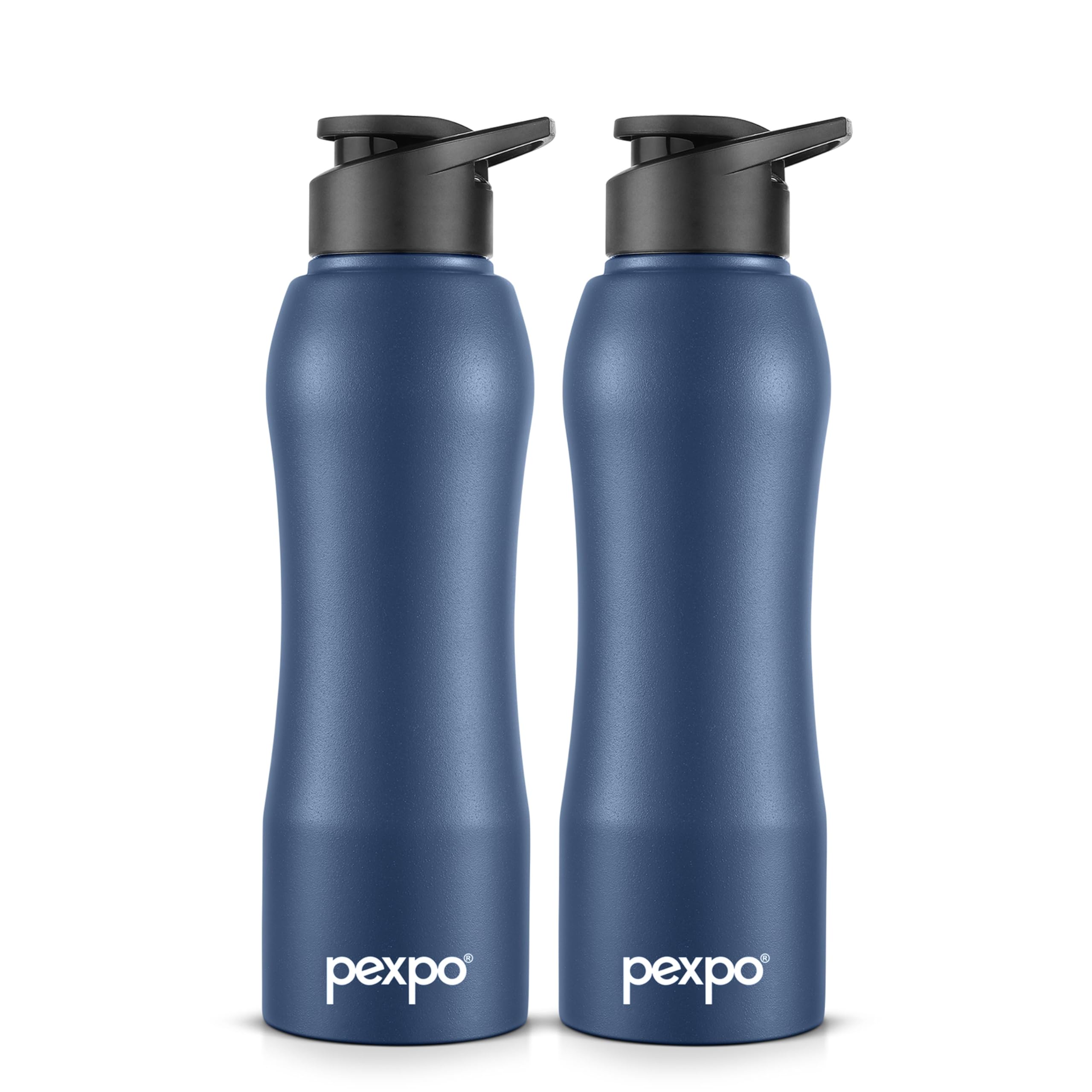 Pexpo Bistro Isi Certified Stainless Steel Fridge Cooling/Sports Sipper Water Bottle 750Ml, Denim Blue, Pack Of 2|Single Wall|Ea