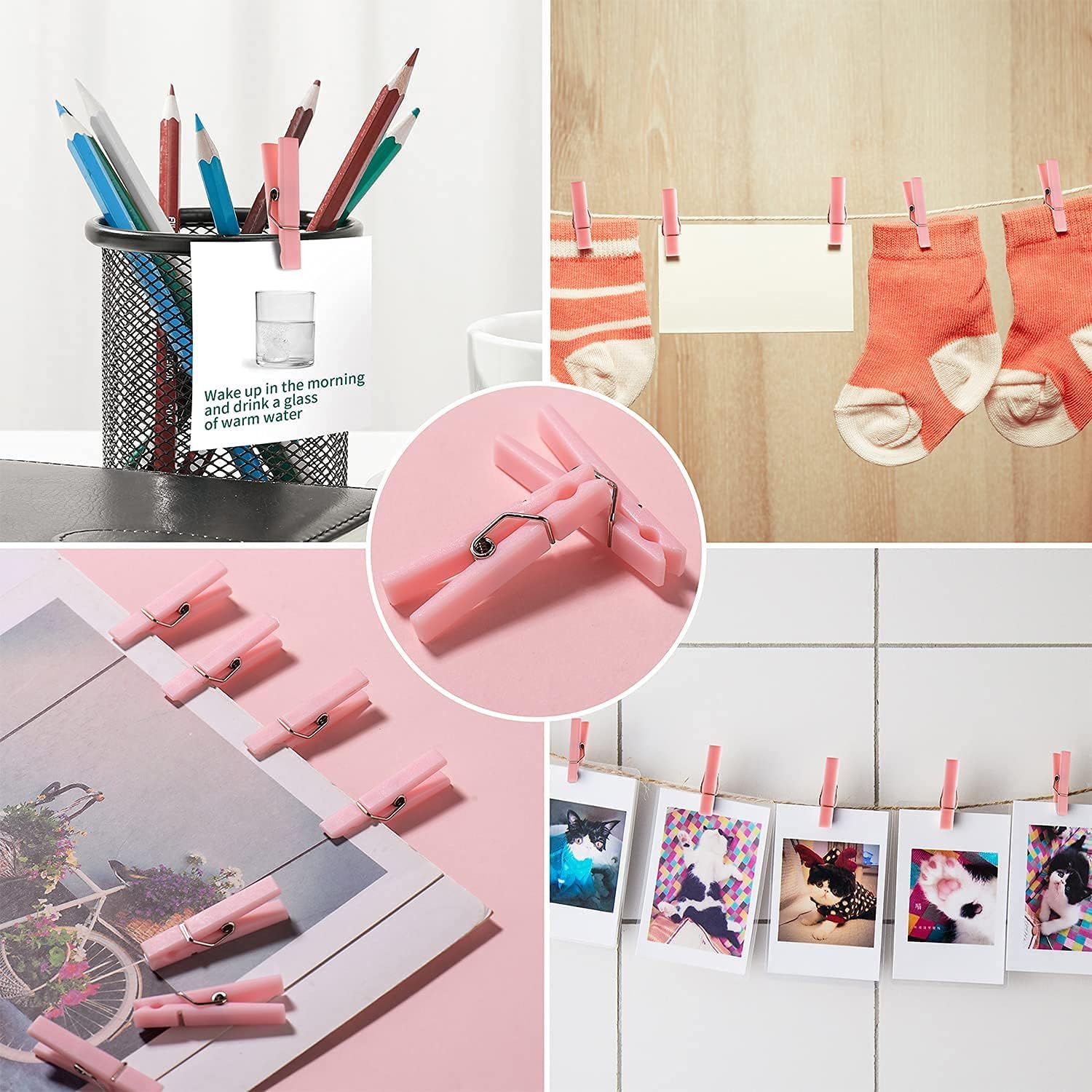 Mini Clothespins Clothes Pins 60Pcs 1.4 Inch For Party Decorations(Pink + Blue)