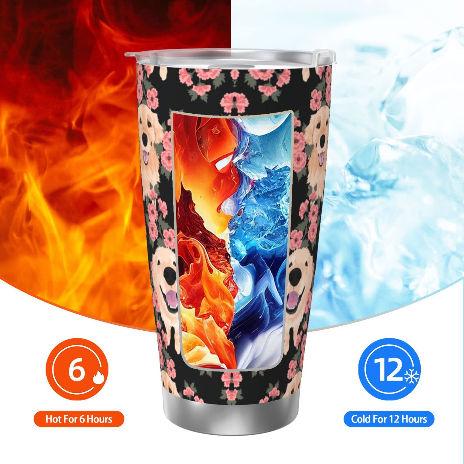 Waldeal Golden Retriever Gift For Men Women, Dog Lovers Birthday Gifts, 20Oz Stainless Steel Tumbler Cup With Lid, Insulated Tra