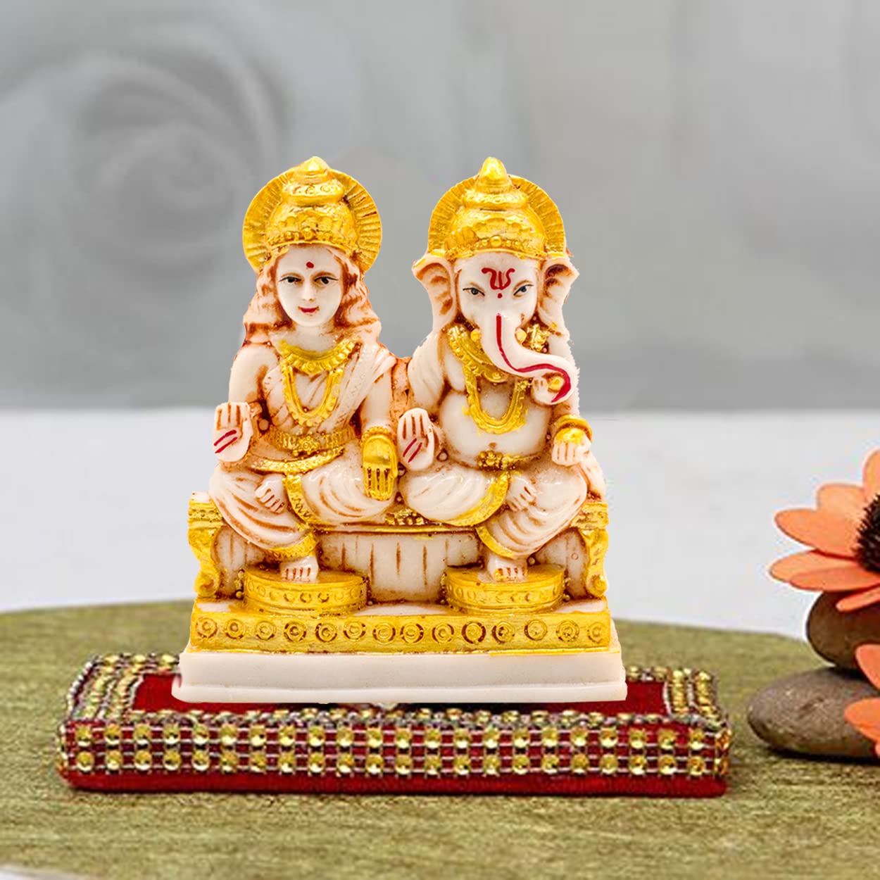 God Laxmi Ganesh Sitting Idol For Prosperity Money Home Dcor Locker Safe Tijori 12 Cm Religious Idol & Figurine + Laxmi Ganesh S