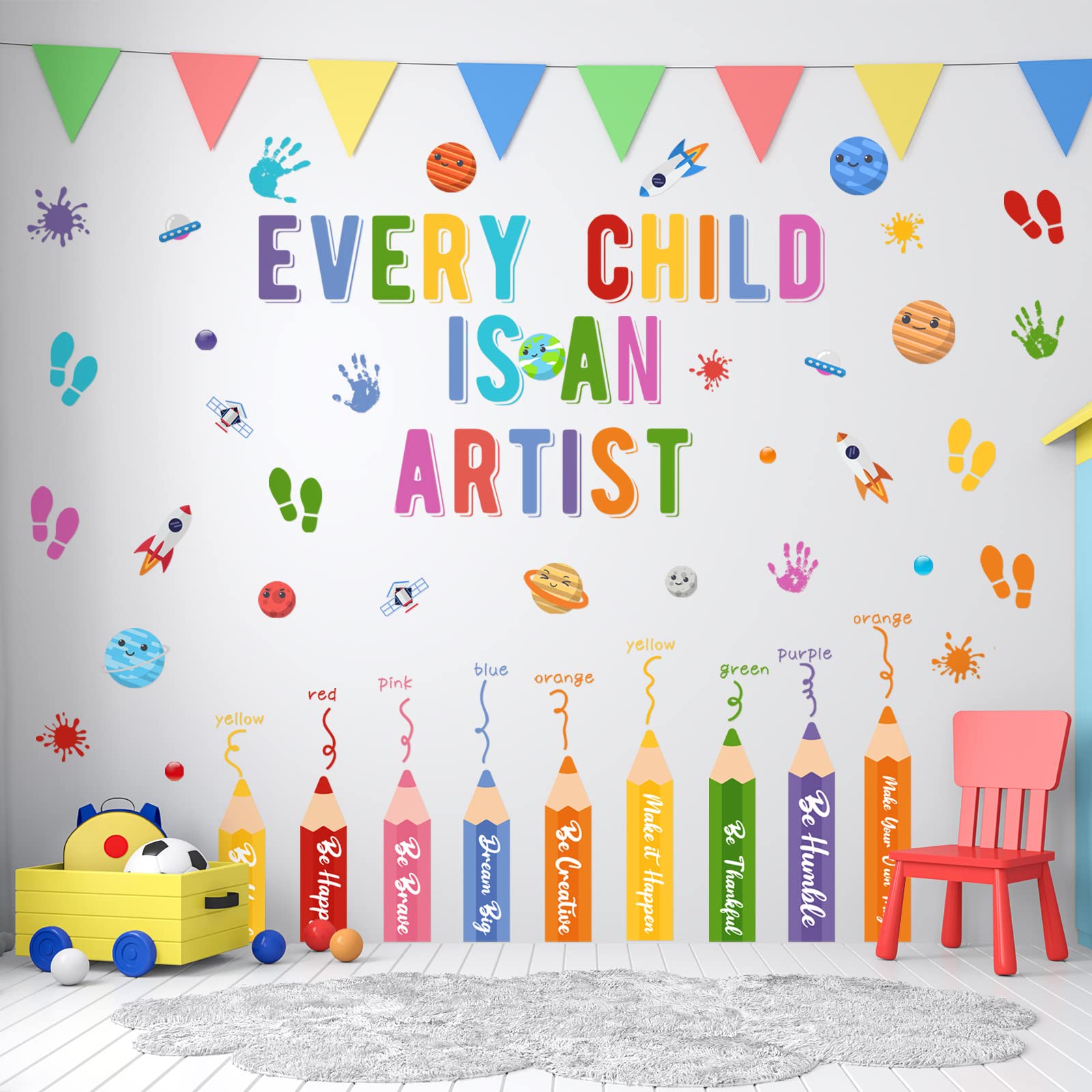 Kids Wall Decals Classroom Decals Colorful Inspirational Wall Decals Daycare Decals Playroom Wall Decor Motivational Wall Decals Positive Saying Sticker Splatter Wall Sticker (Every Child)