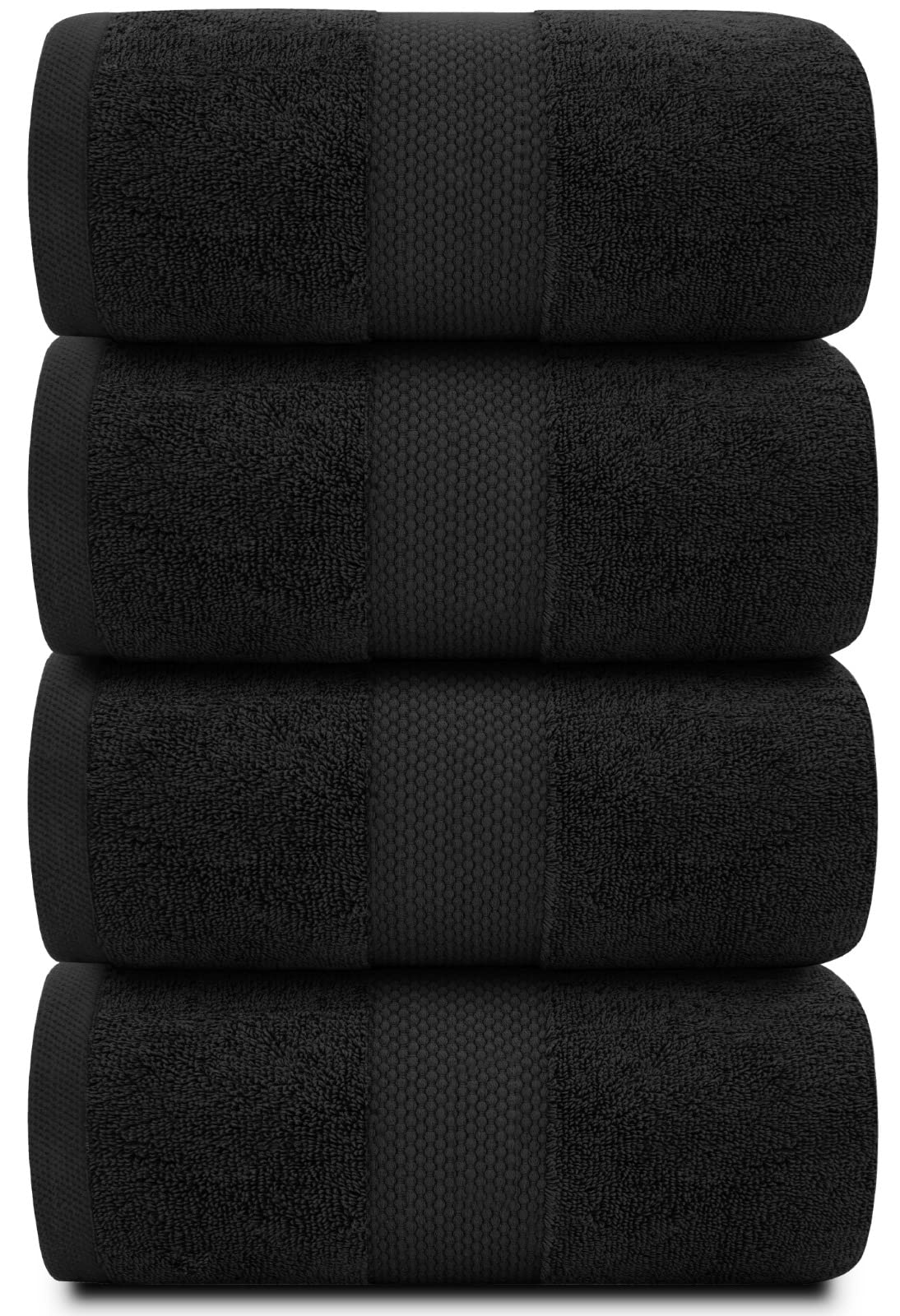 White Classic Luxury Black Bath Towels Extra Large | 100% Soft Cotton 700 GSM Thick 2Ply Absorbent Quick Dry Hotel Bathroom Towel for Home  Gym  Pool | 27x54 Inch | Black | Set of 4
