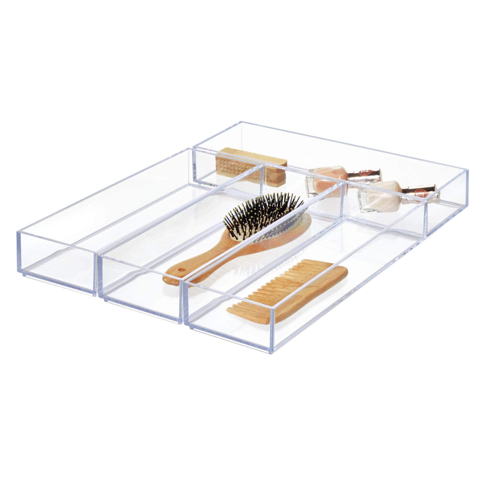 Idesign Clarity Drawer, Kitchen And Bathroom Organization Silverware, Spatulas, Gadgets, Large-Set Of 4