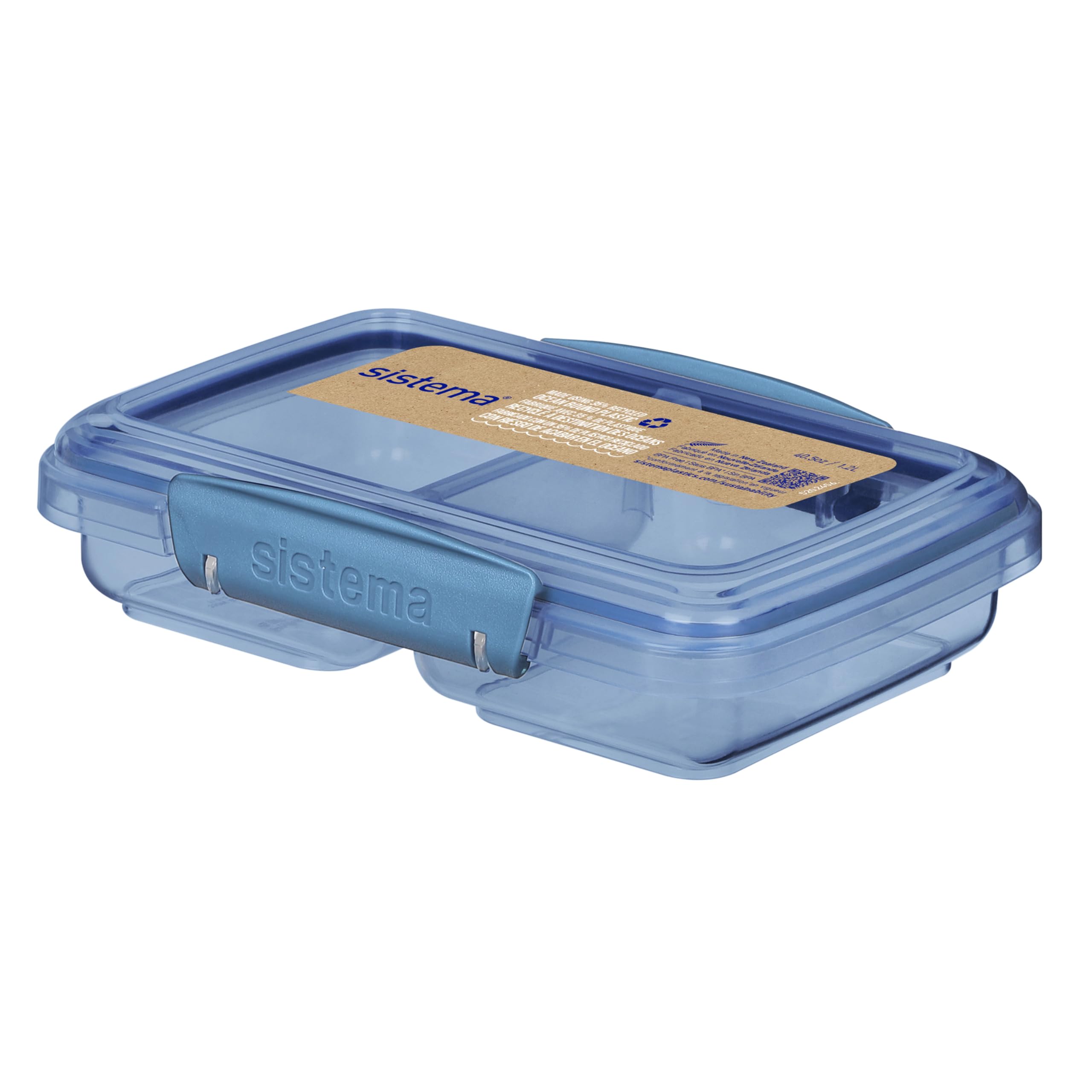 Sistema Ocean Bound Plastic Small Split Container | 350Ml Food Storage Container | Bpa-Free, Made Using Recycled Plastic | Teal 
