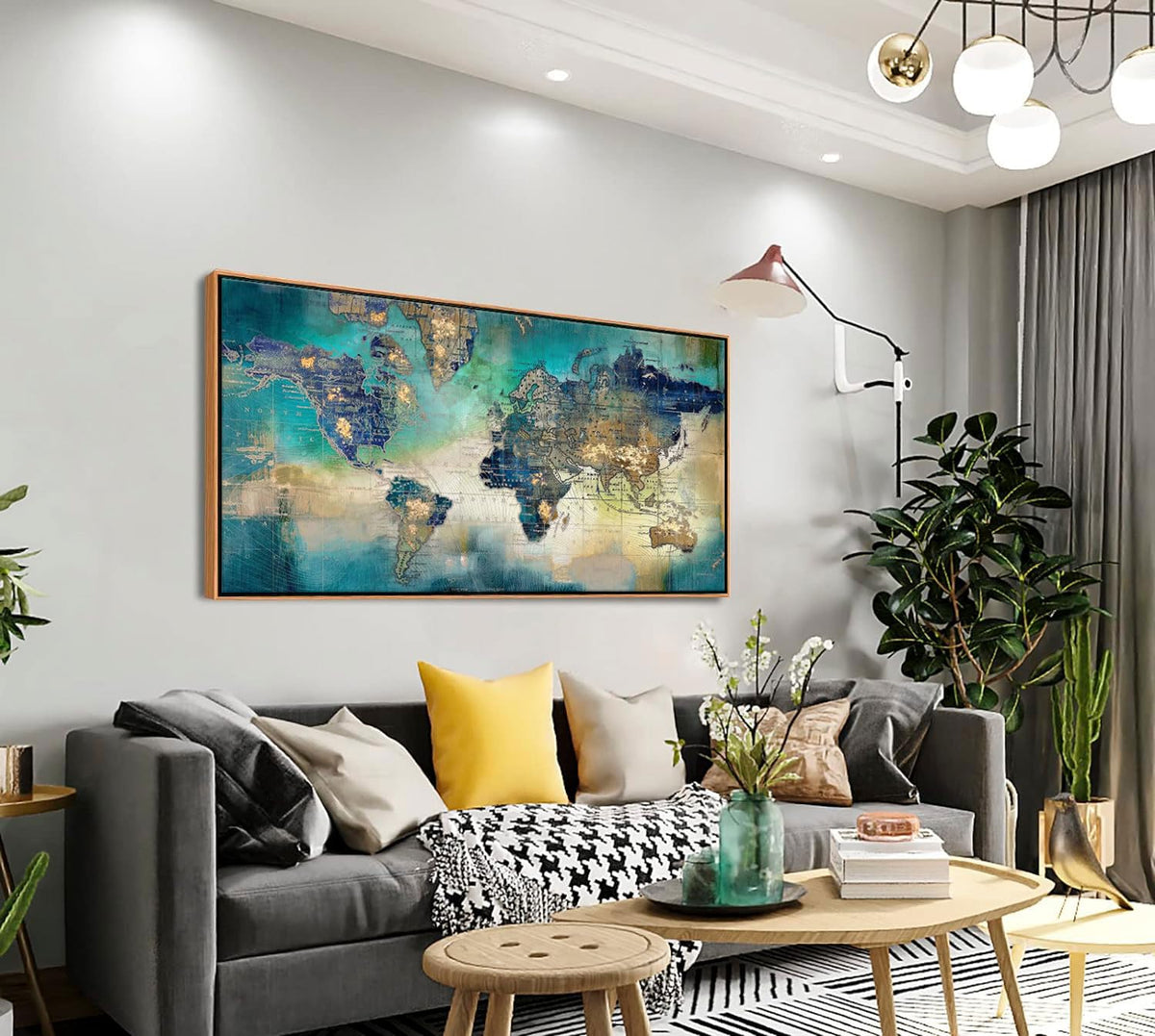 Large World Map Canvas Prints Framed Wall Art For Living Room Office 2 ...