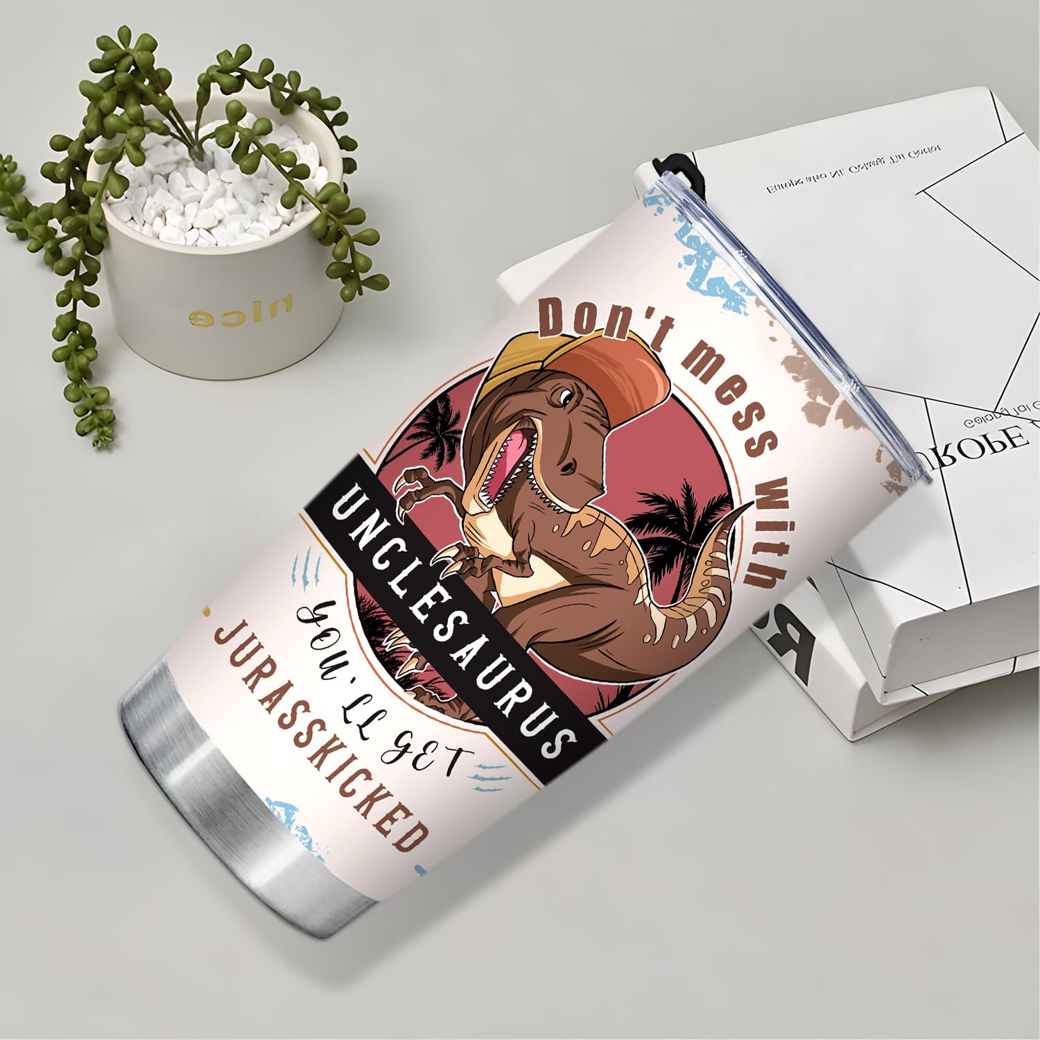 Uncle Tumbler Gifts For Fathers Day For Uncle Gift From Niece Uncle Gifts From Nephew - 20Oz Funny Tumbler Dinosaur Cup - Unique