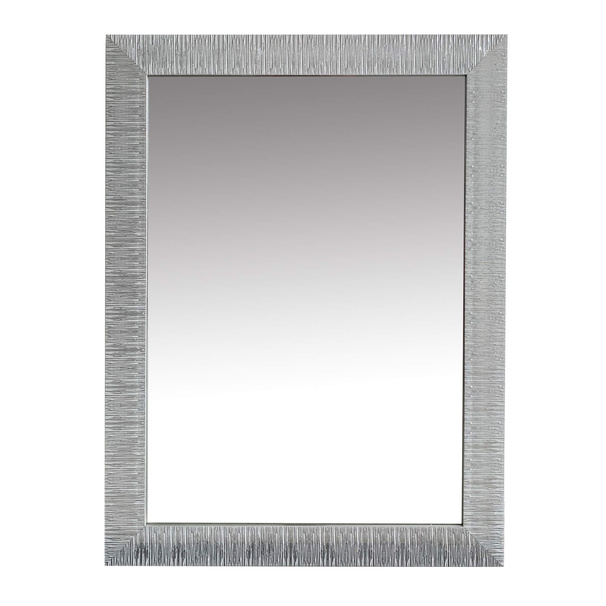 The Urban Port Wood Encased Wall Mirror with Striped Motif Edges and Shimmering Leaf