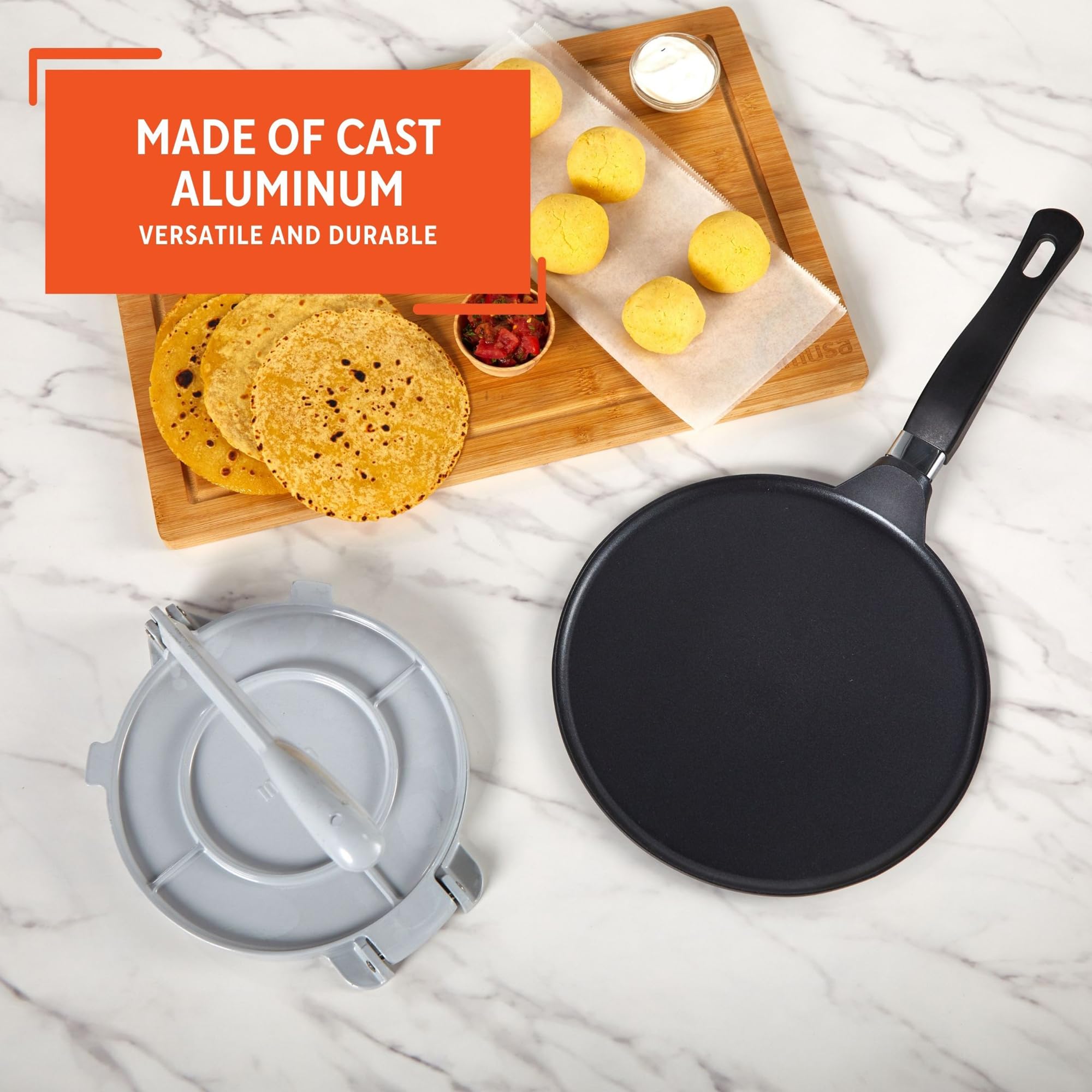 Imusa 4Pc Pdq Comal & Tortilla Press Set/Tortilla Making Kit