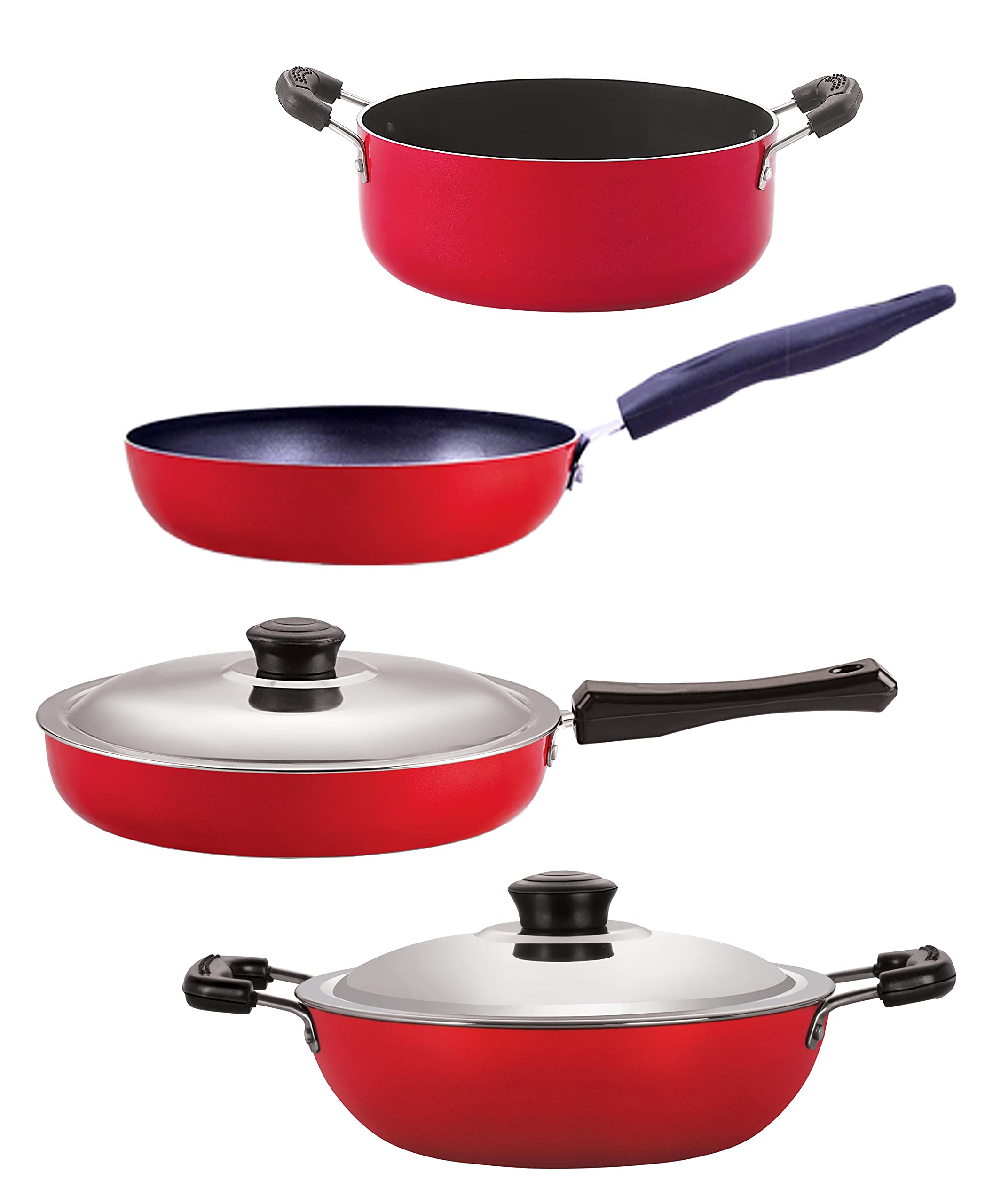 Nirlon Non Stick Pfoa Free Scratch Resistant Coating Cookware Set Of 4Pieces (Fp11_Dkd(J)_Cvg_Cs24)