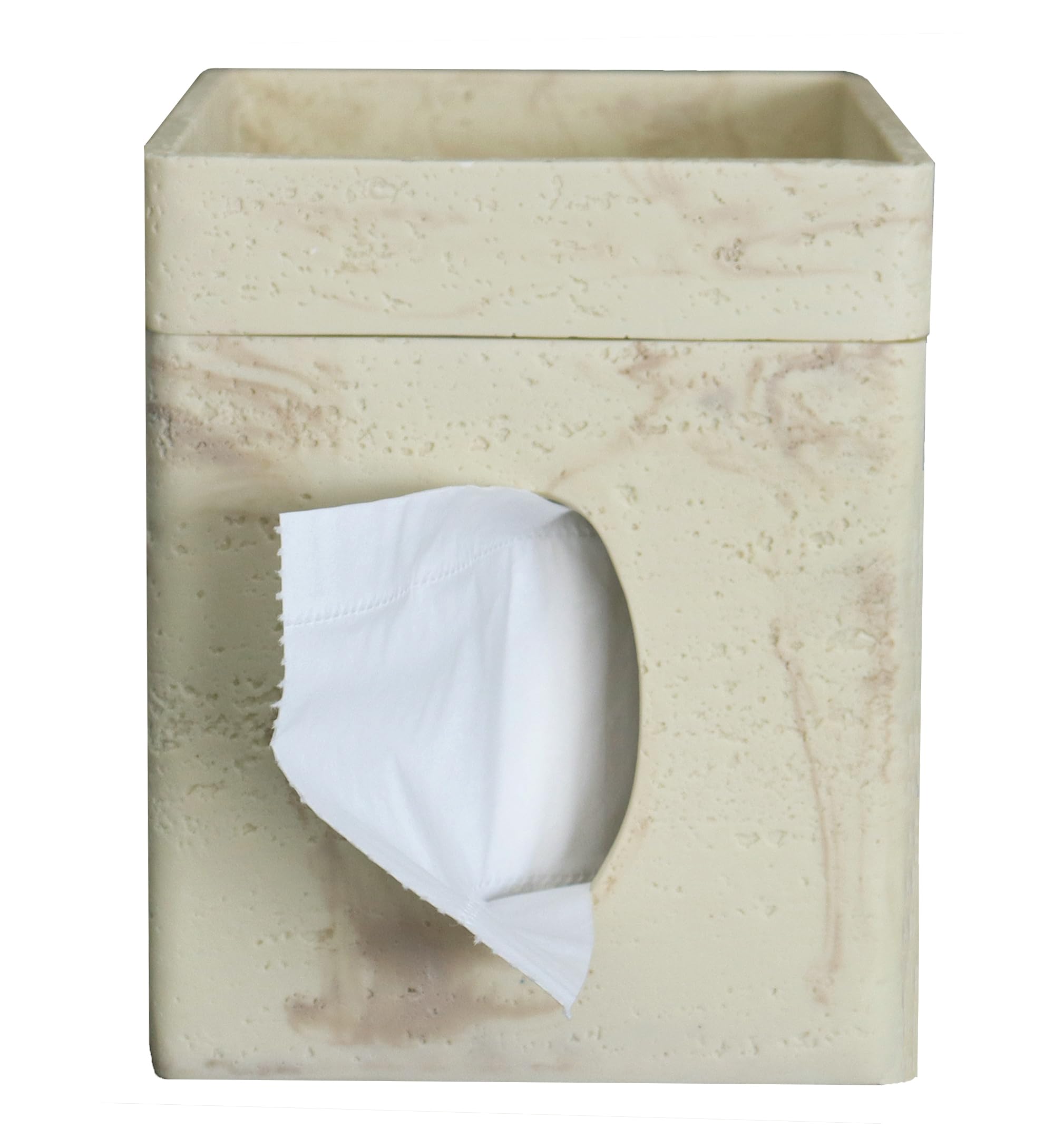 Hymmah Square Tissue Box Cover/Holder with Tray,Unique Cube Design Tissue Dispenser Decor for Vanity Counter Tops Also Great for
